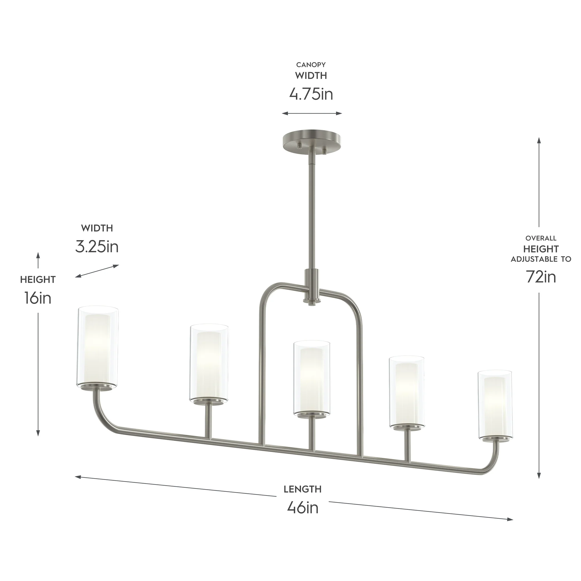Mack Five-Light Linear Chandelier with Layered Glass Shades - Image 4