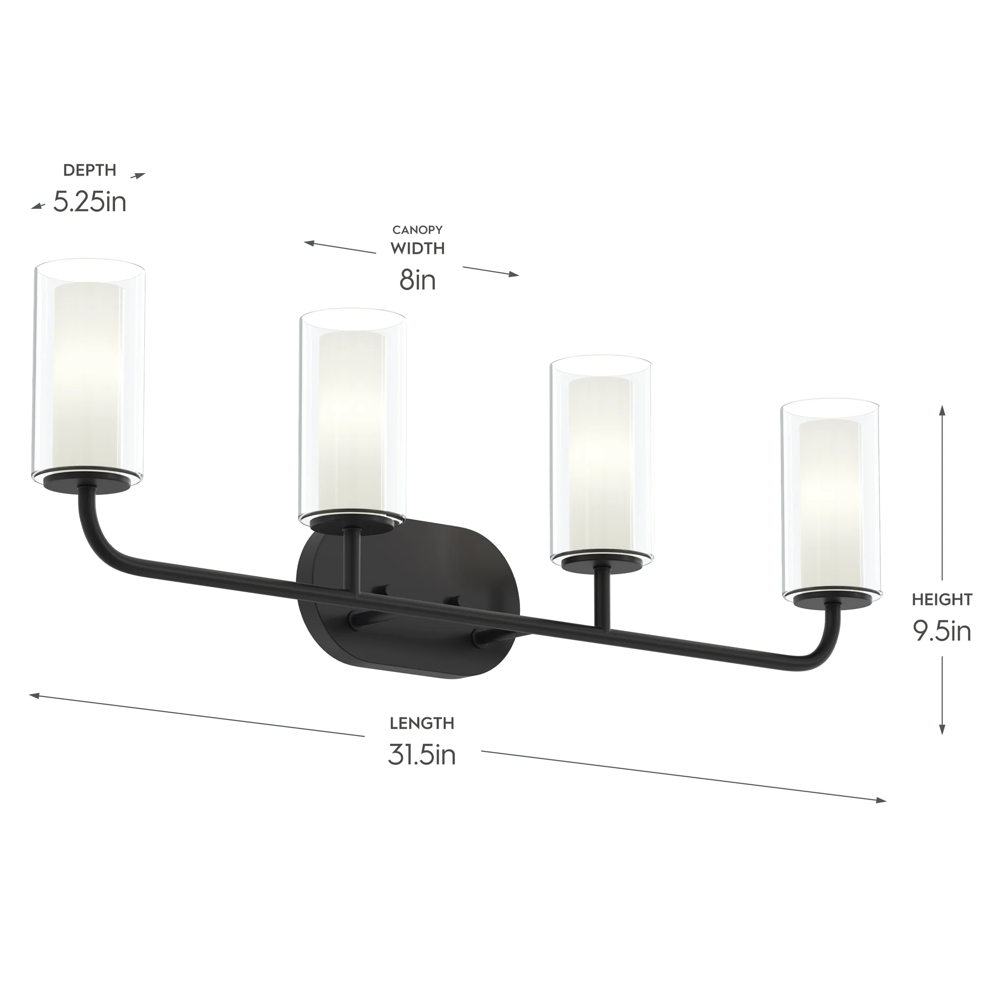 Mack Four-Light Vanity Light with Layered Glass Shades - Image 9