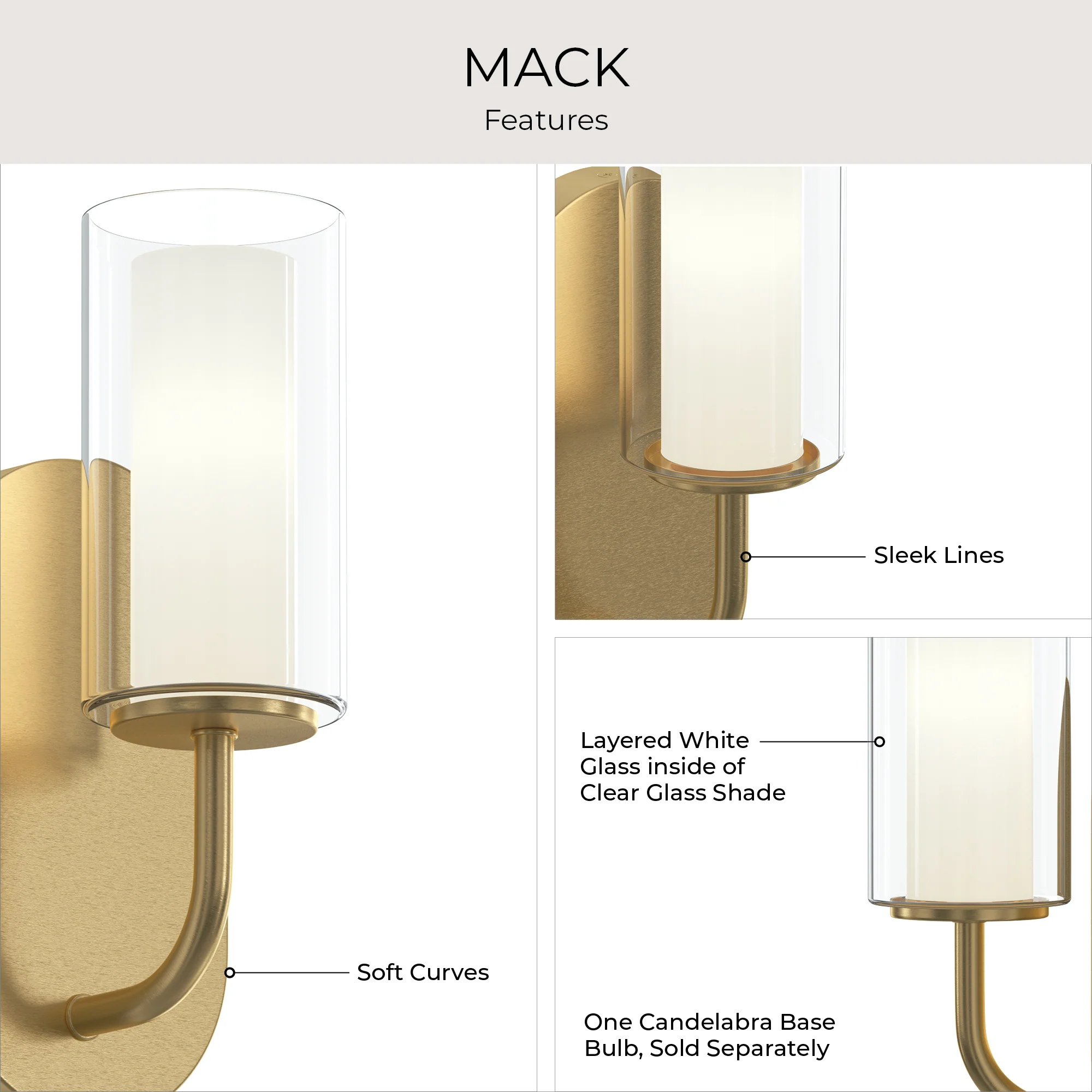 Mack One-Light Wall Sconce with Layered Glass Shade - Image 23