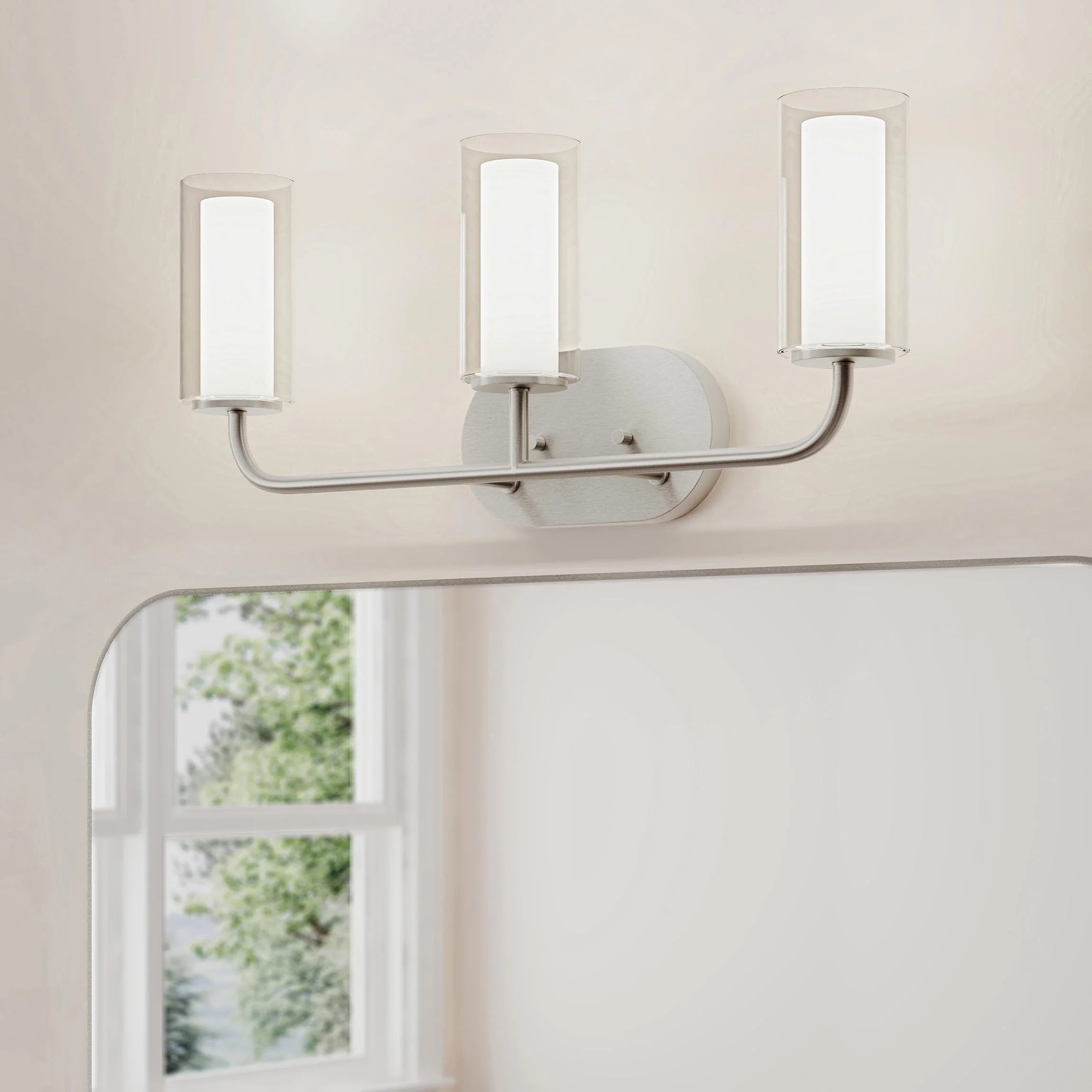 Mack Three-Light Vanity Light with Layered Glass Shades - Image 8
