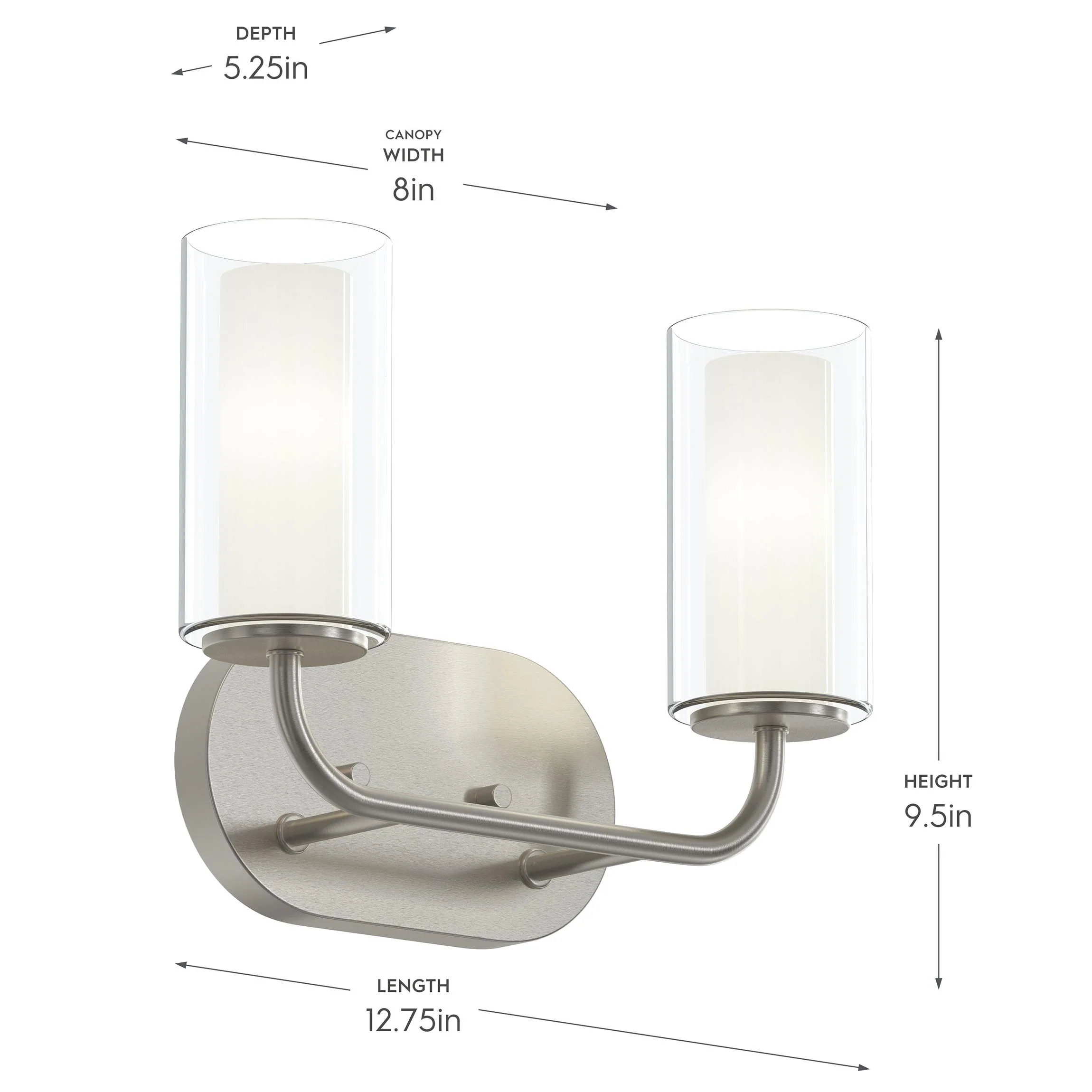 Mack Two-Light Vanity Light with Layered Glass Shades - Image 15