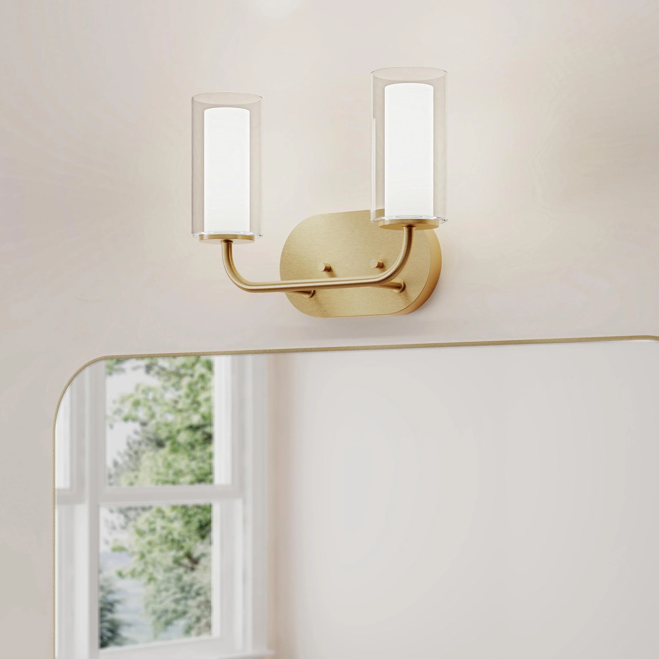 Mack Two-Light Vanity Light with Layered Glass Shades - Image 2