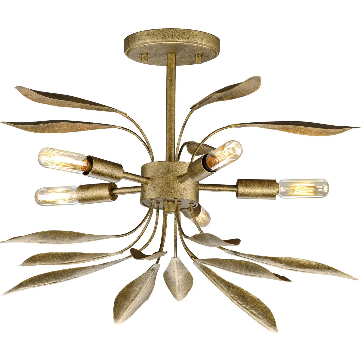 Mariposa Collection Five-Light Convertible Semi-Flush Ceiling or Hanging Pendant Light