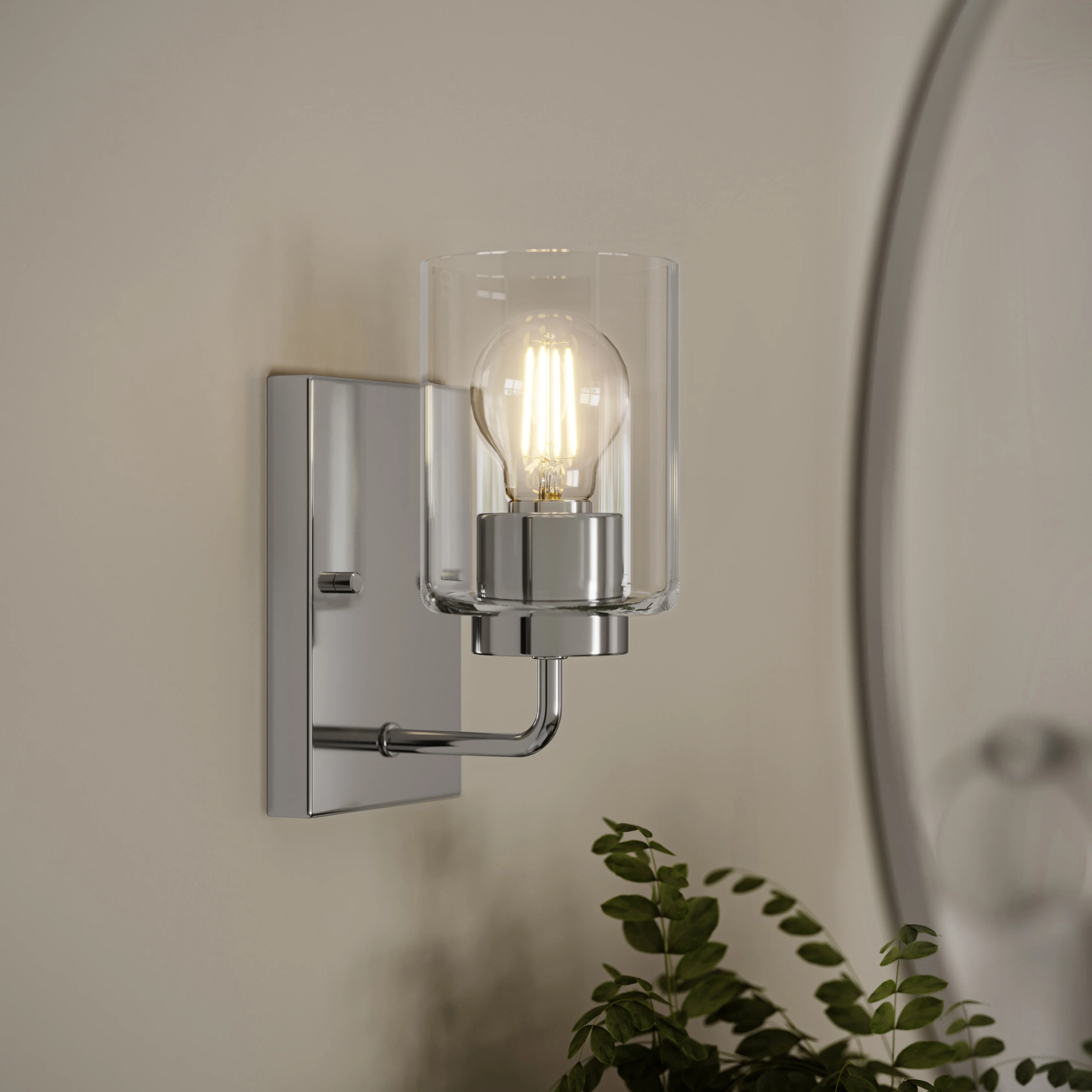 Merry 1-Light Bathroom Vanity Light with Clear Glass Shade - Image 12