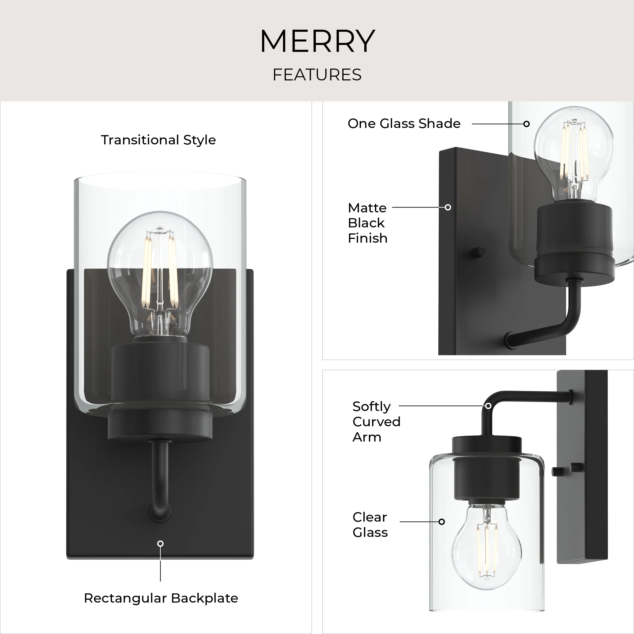 Merry 1-Light Bathroom Vanity Light with Clear Glass Shade - Image 27