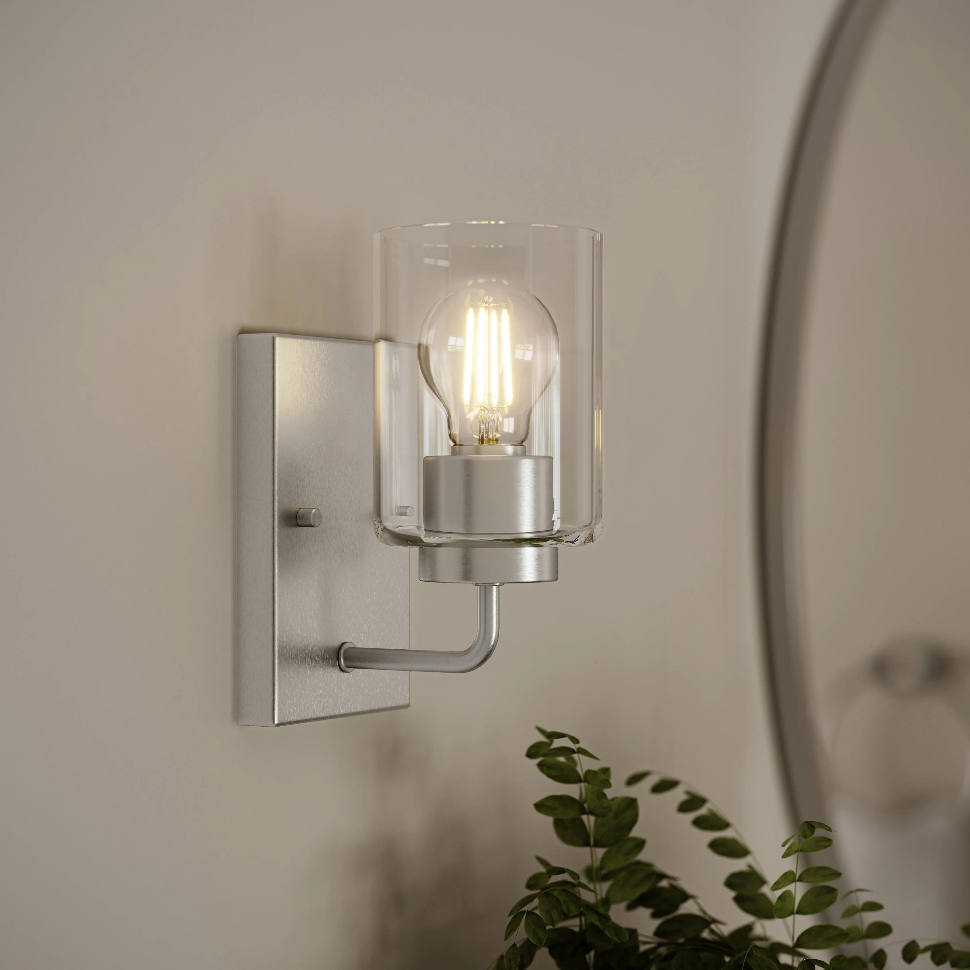 Merry 1-Light Bathroom Vanity Light with Clear Glass Shade - Image 3