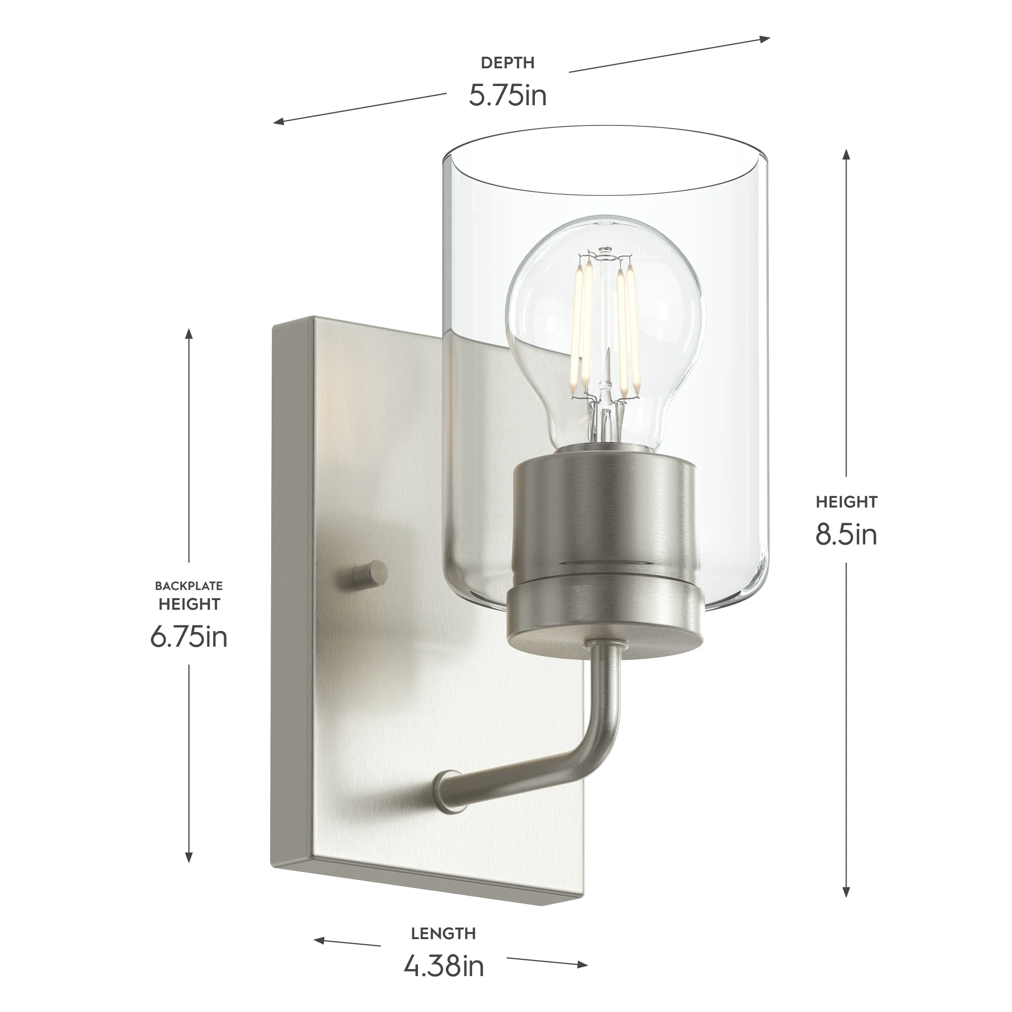 Merry 1-Light Bathroom Vanity Light with Clear Glass Shade - Image 5