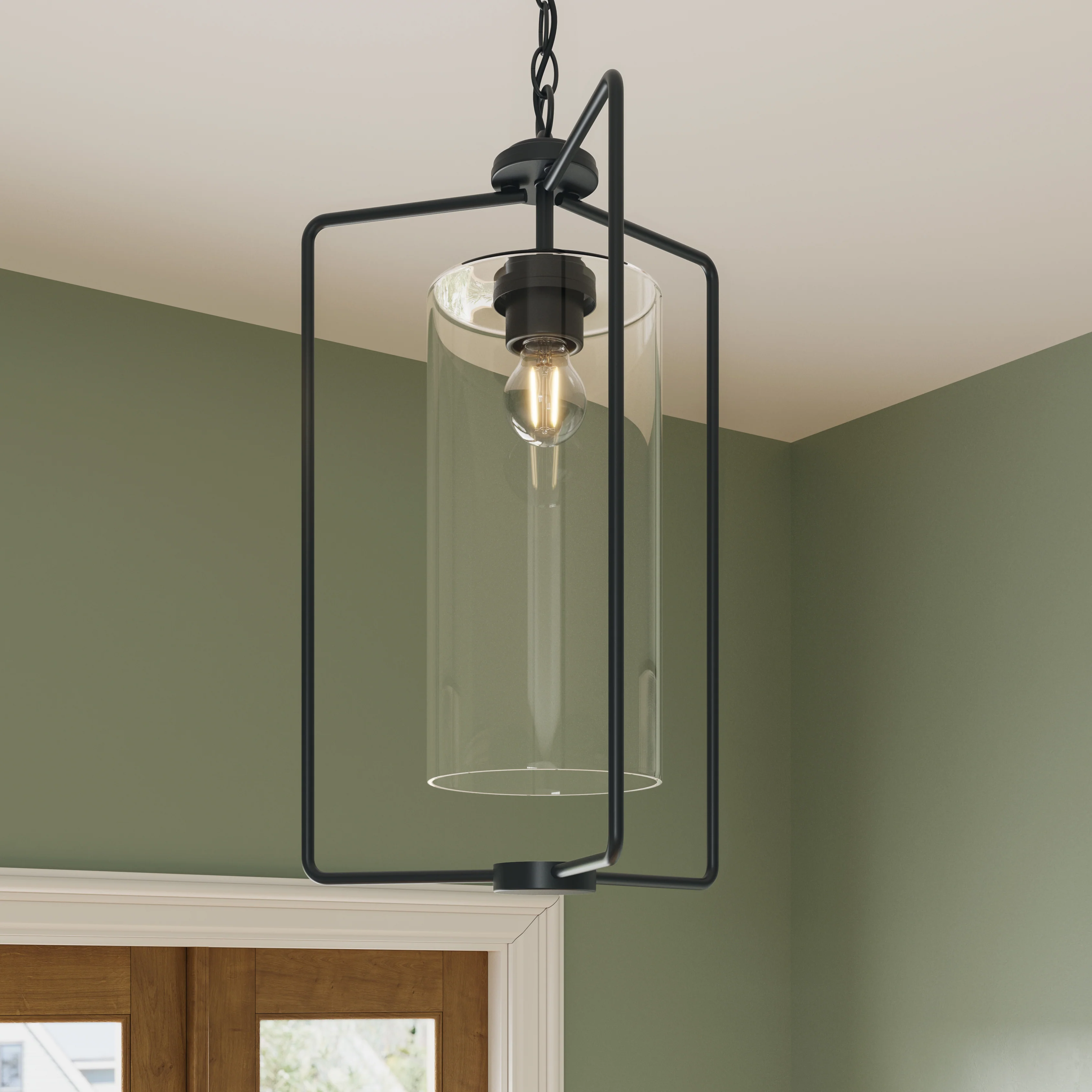 Merry 1-Light Foyer Pendant Light with Clear Glass Shade - Image 3