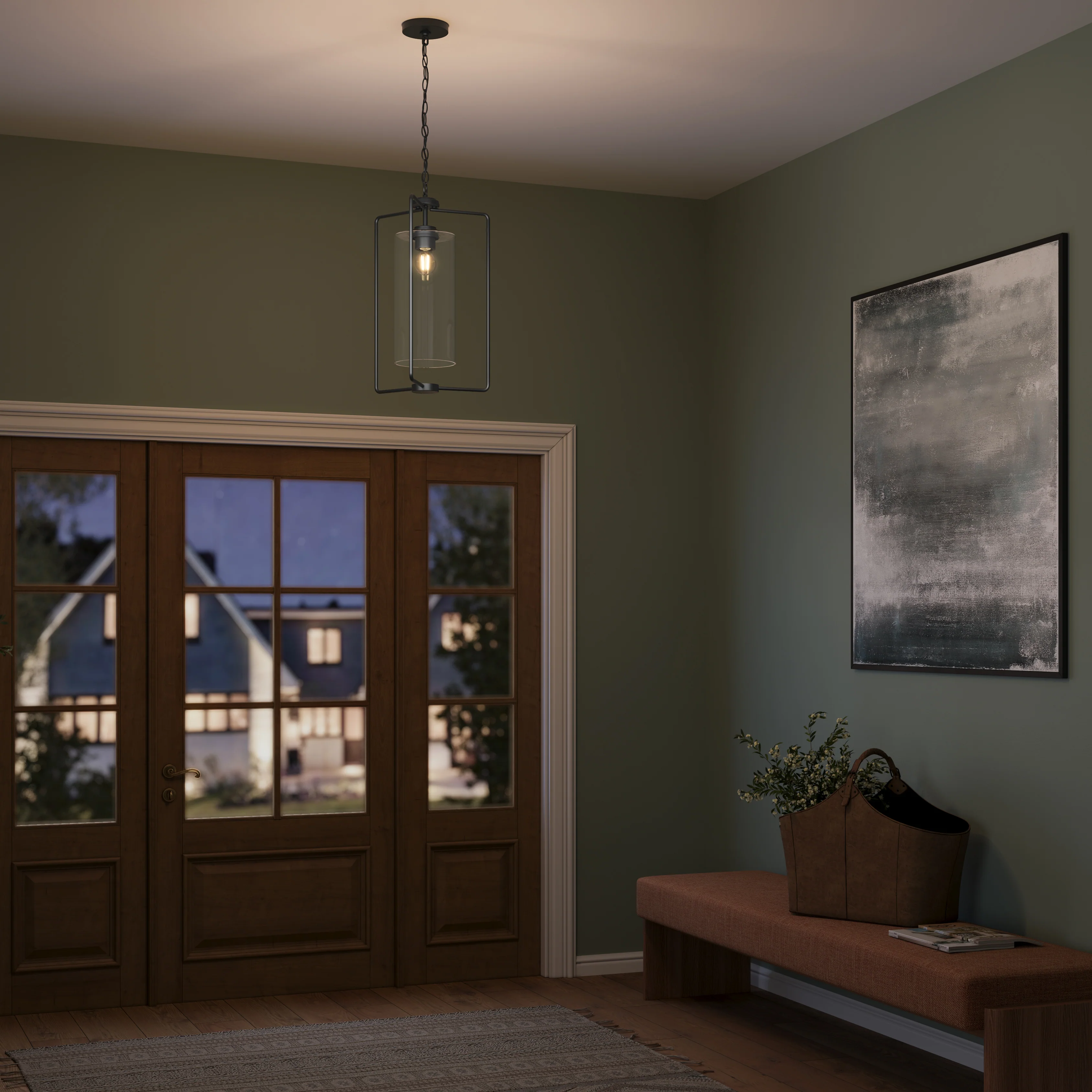 Merry 1-Light Foyer Pendant Light with Clear Glass Shade - Image 4