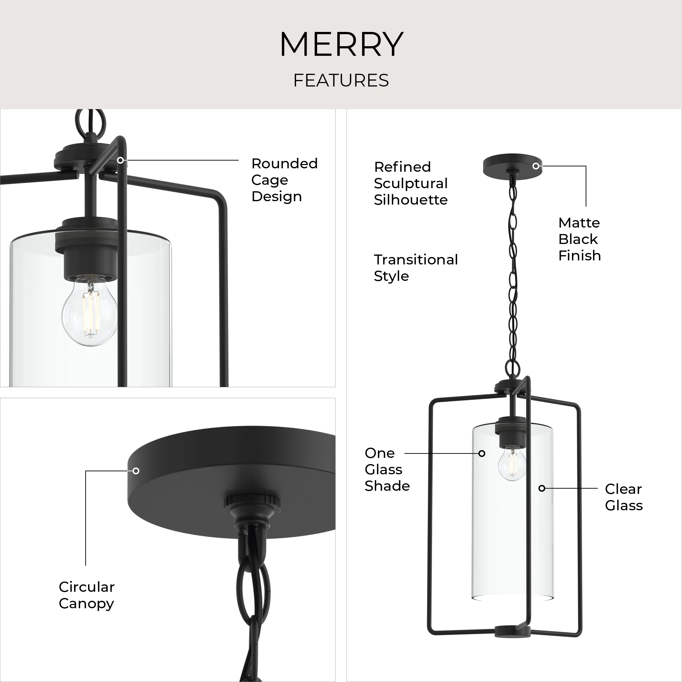Merry 1-Light Foyer Pendant Light with Clear Glass Shade - Image 7