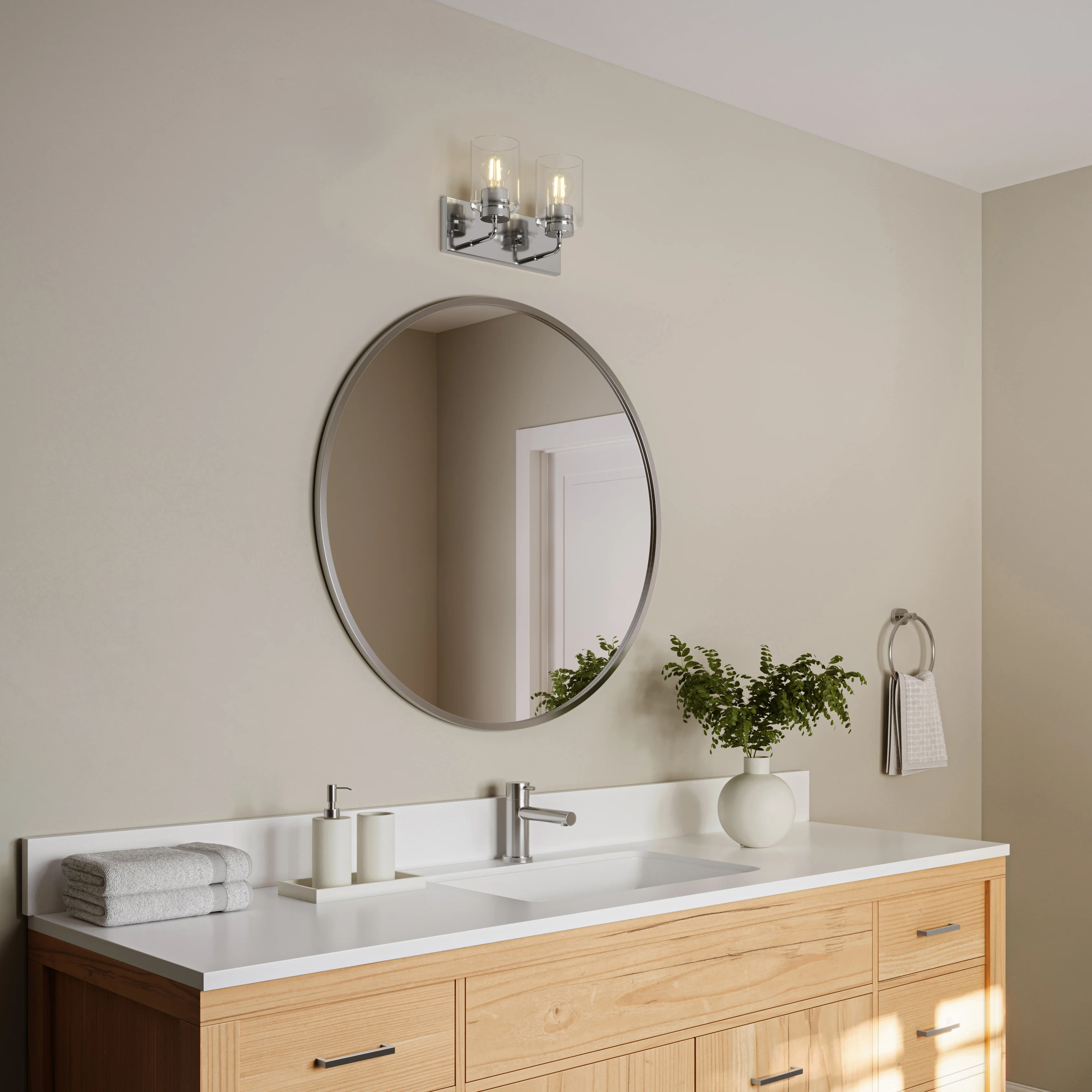 Merry 2-Light Bathroom Vanity Light with Clear Glass Shades - Image 11