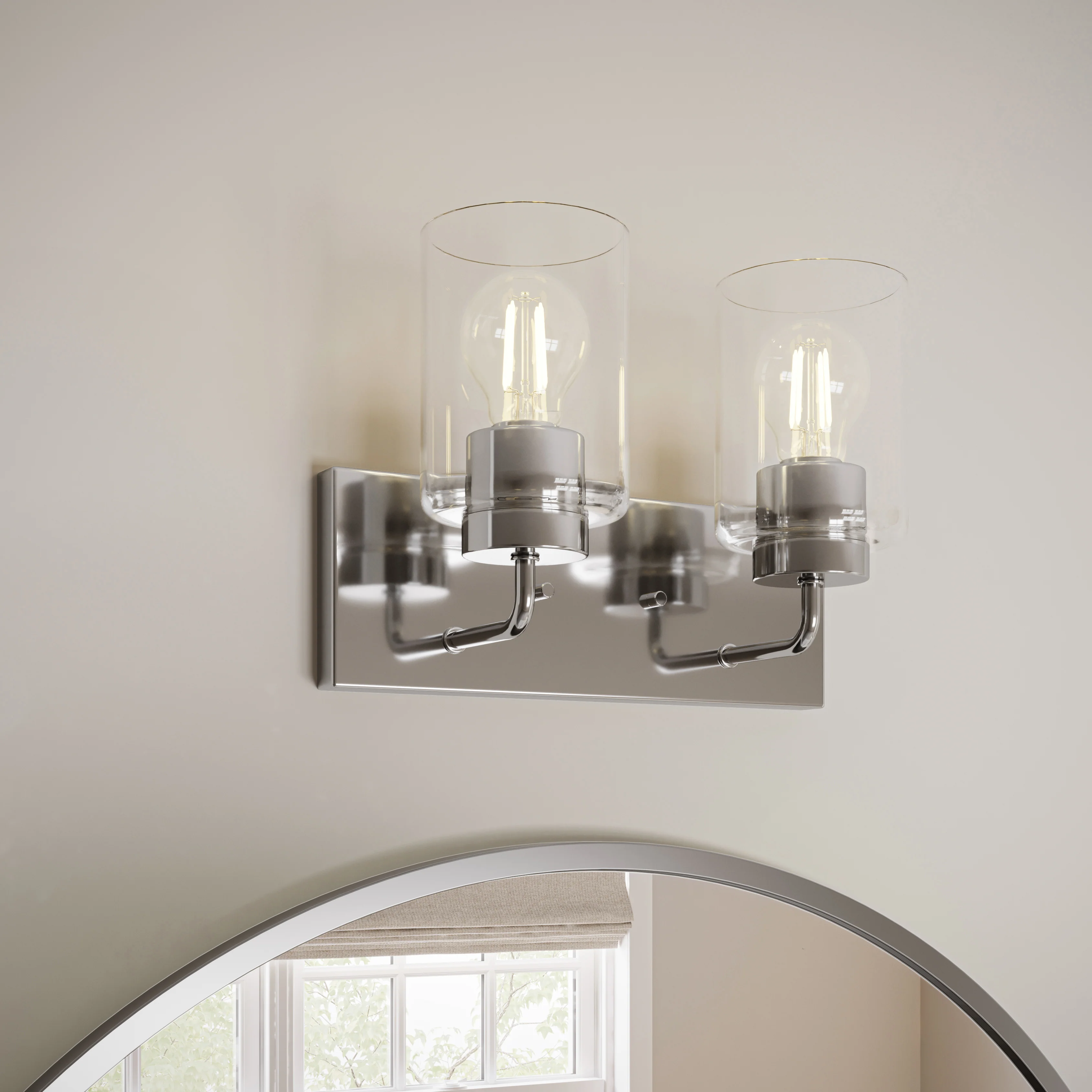 Merry 2-Light Bathroom Vanity Light with Clear Glass Shades - Image 12