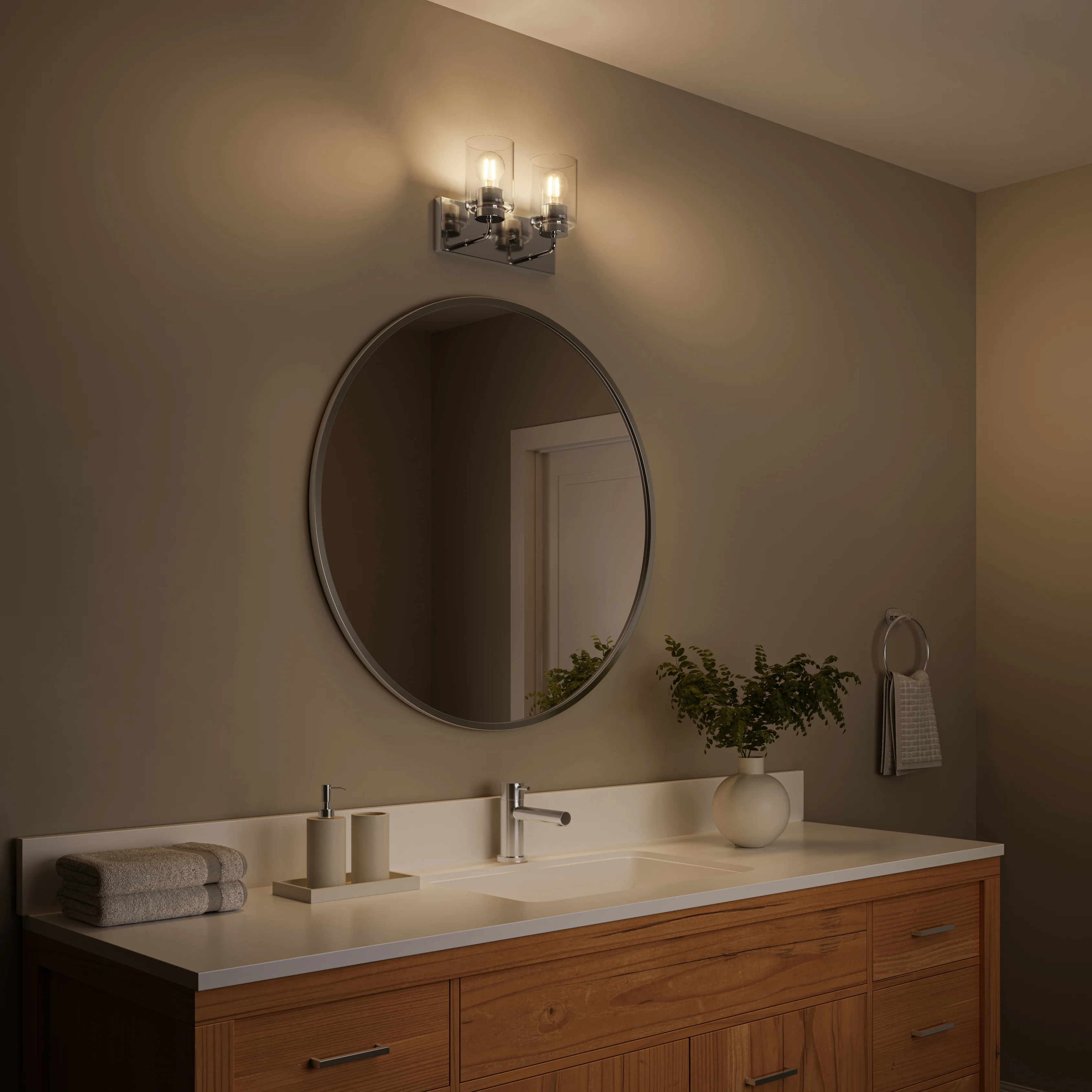 Merry 2-Light Bathroom Vanity Light with Clear Glass Shades - Image 13