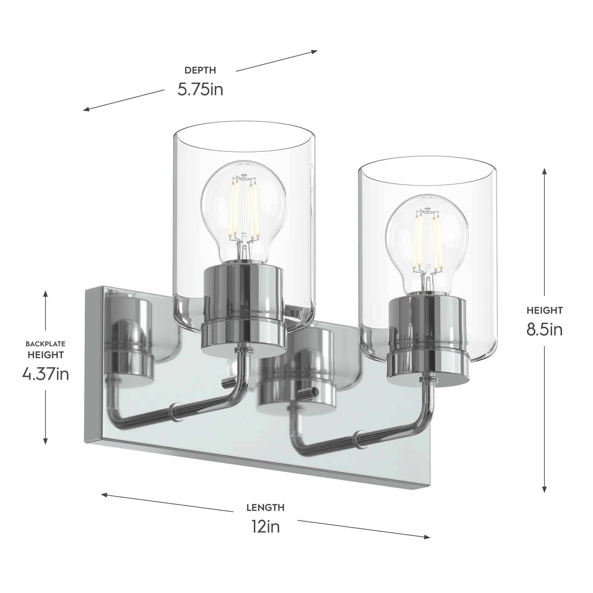 Merry 2-Light Bathroom Vanity Light with Clear Glass Shades - Image 14