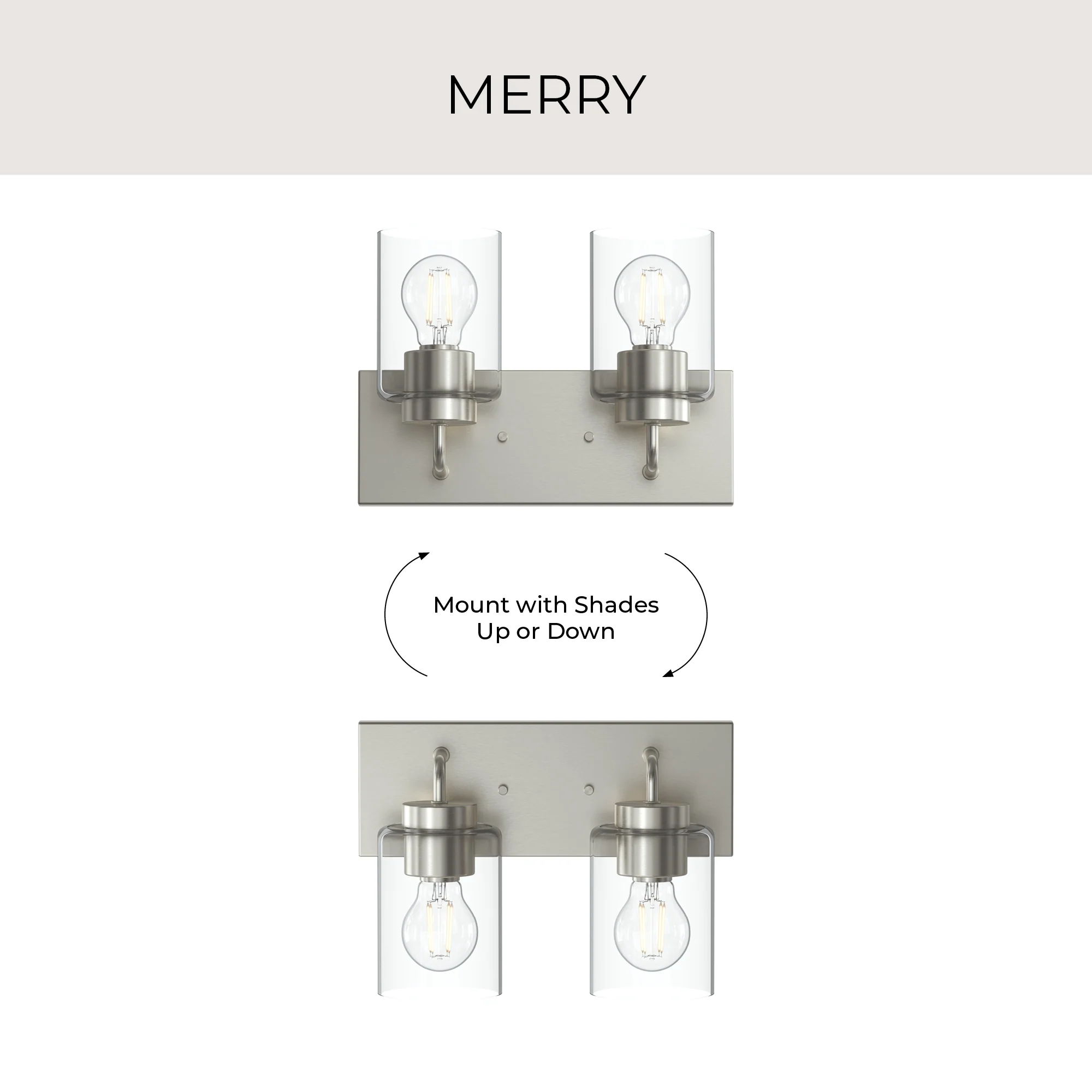 Merry 2-Light Bathroom Vanity Light with Clear Glass Shades - Image 18