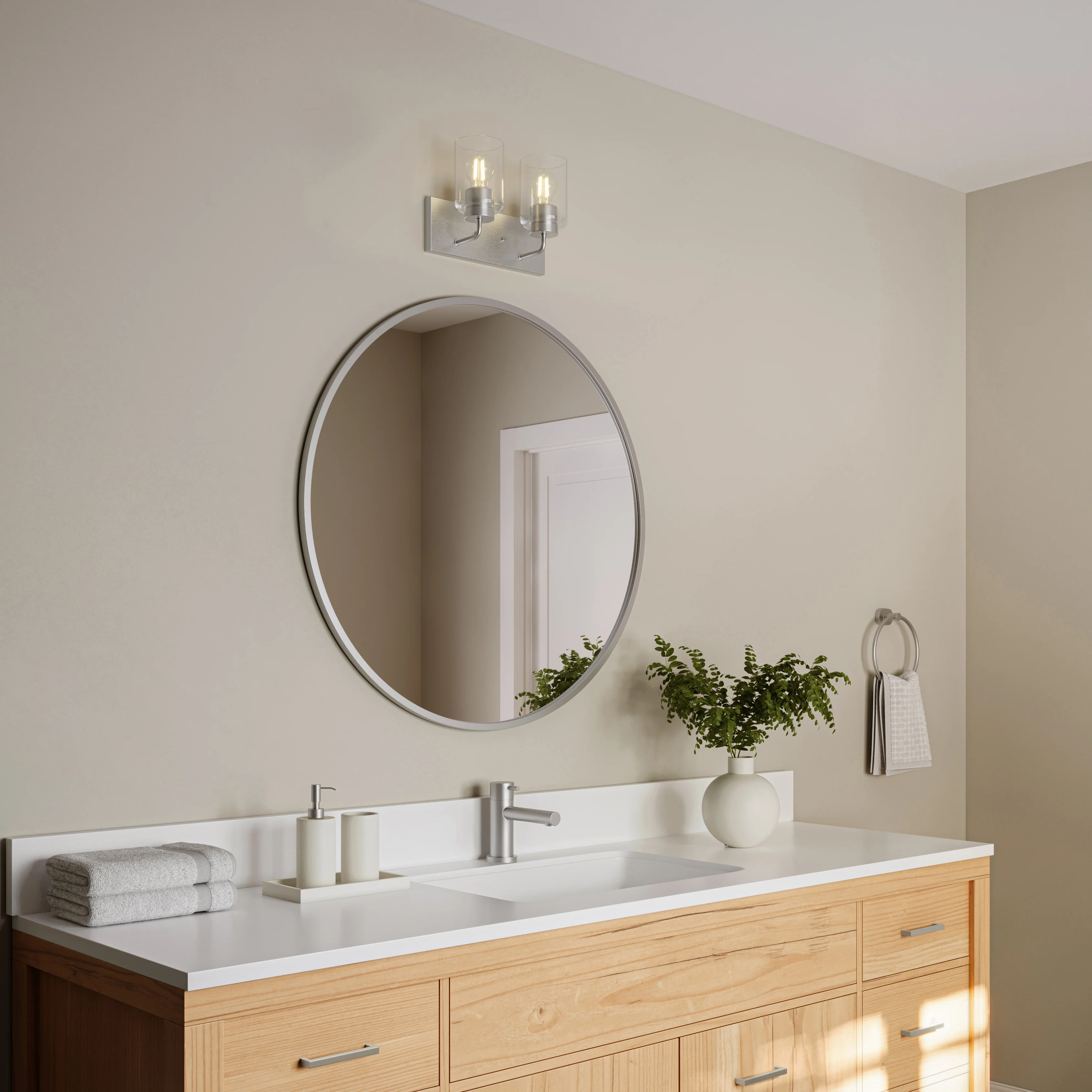 Merry 2-Light Bathroom Vanity Light with Clear Glass Shades - Image 2