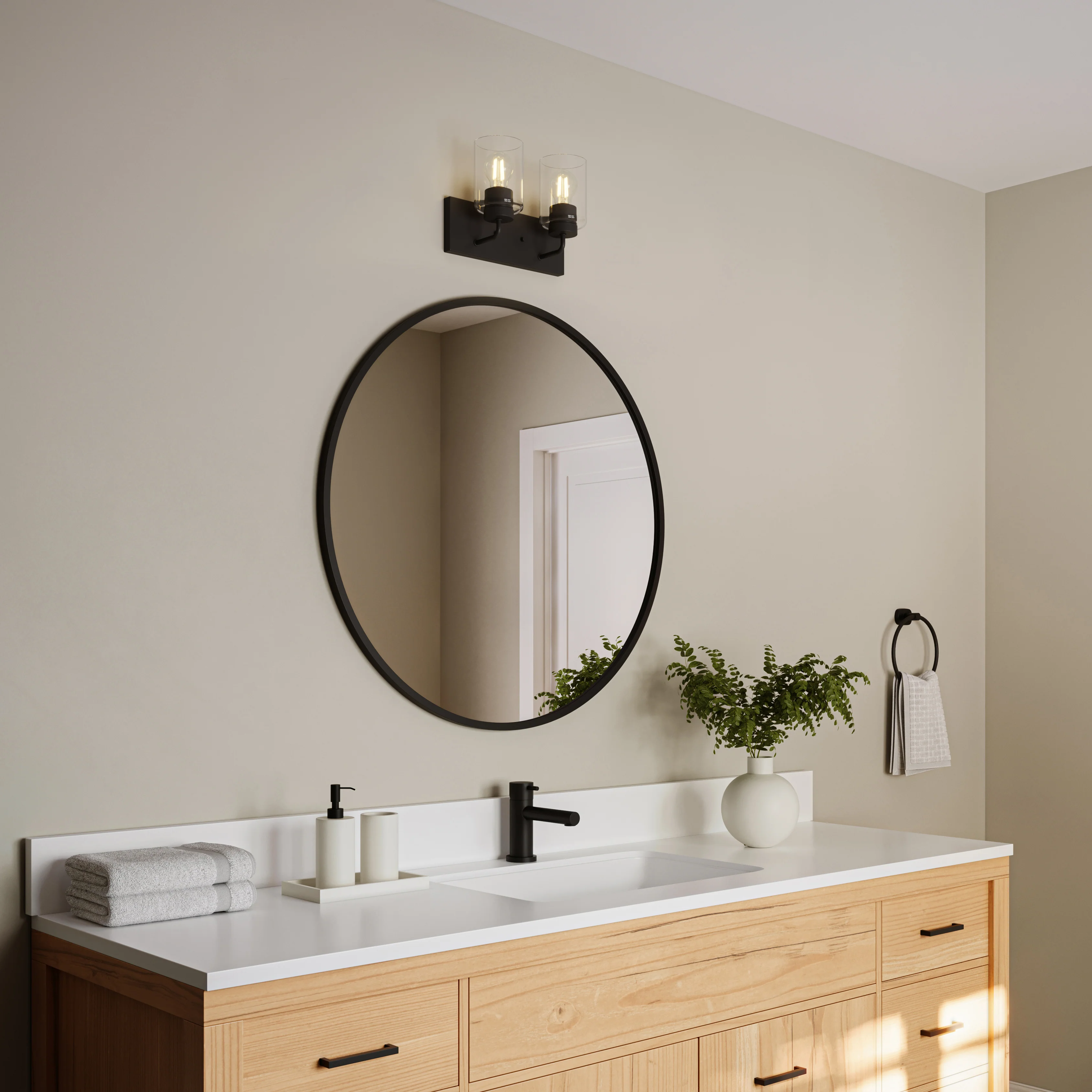 Merry 2-Light Bathroom Vanity Light with Clear Glass Shades - Image 20