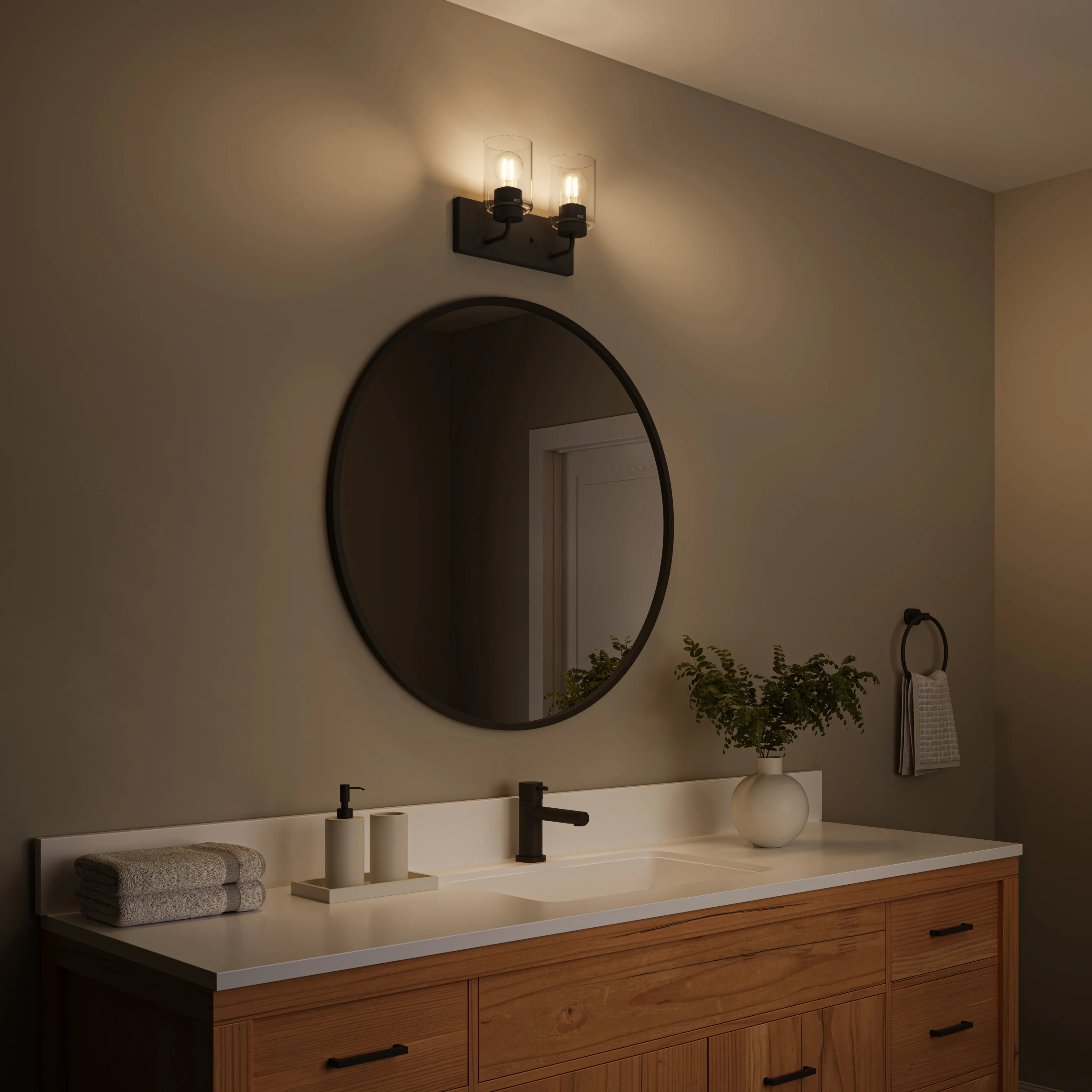 Merry 2-Light Bathroom Vanity Light with Clear Glass Shades - Image 22