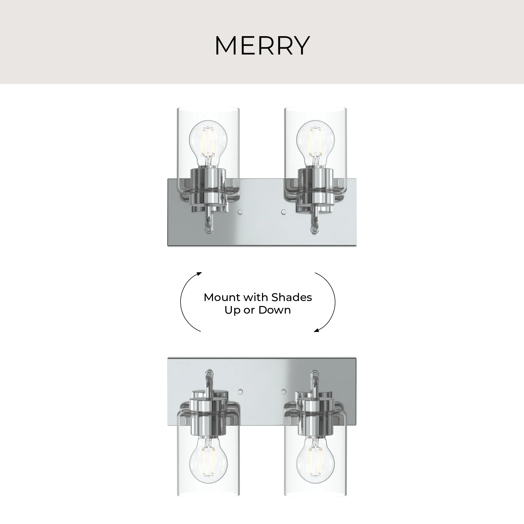 Merry 2-Light Bathroom Vanity Light with Clear Glass Shades - Image 26