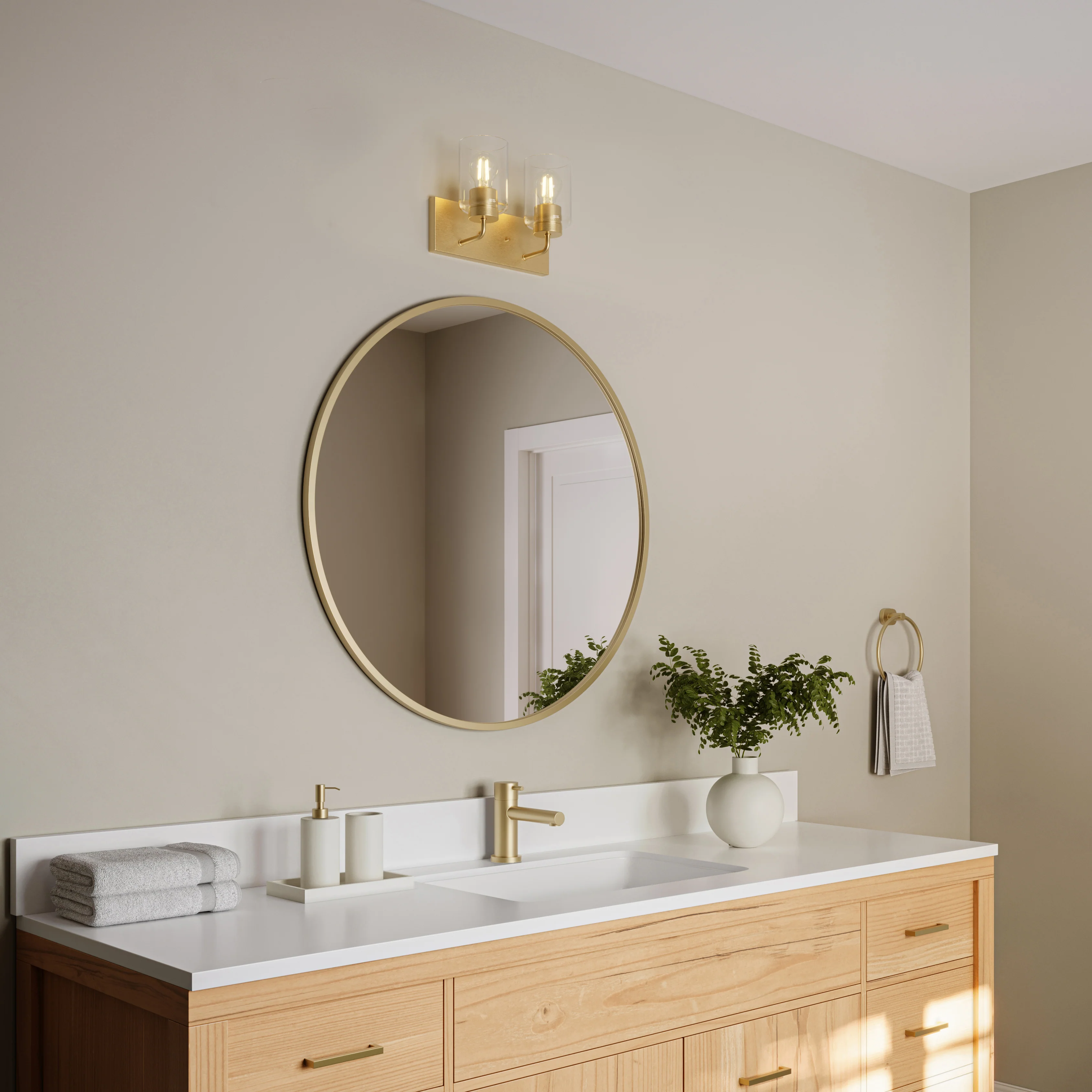 Merry 2-Light Bathroom Vanity Light with Clear Glass Shades - Image 29
