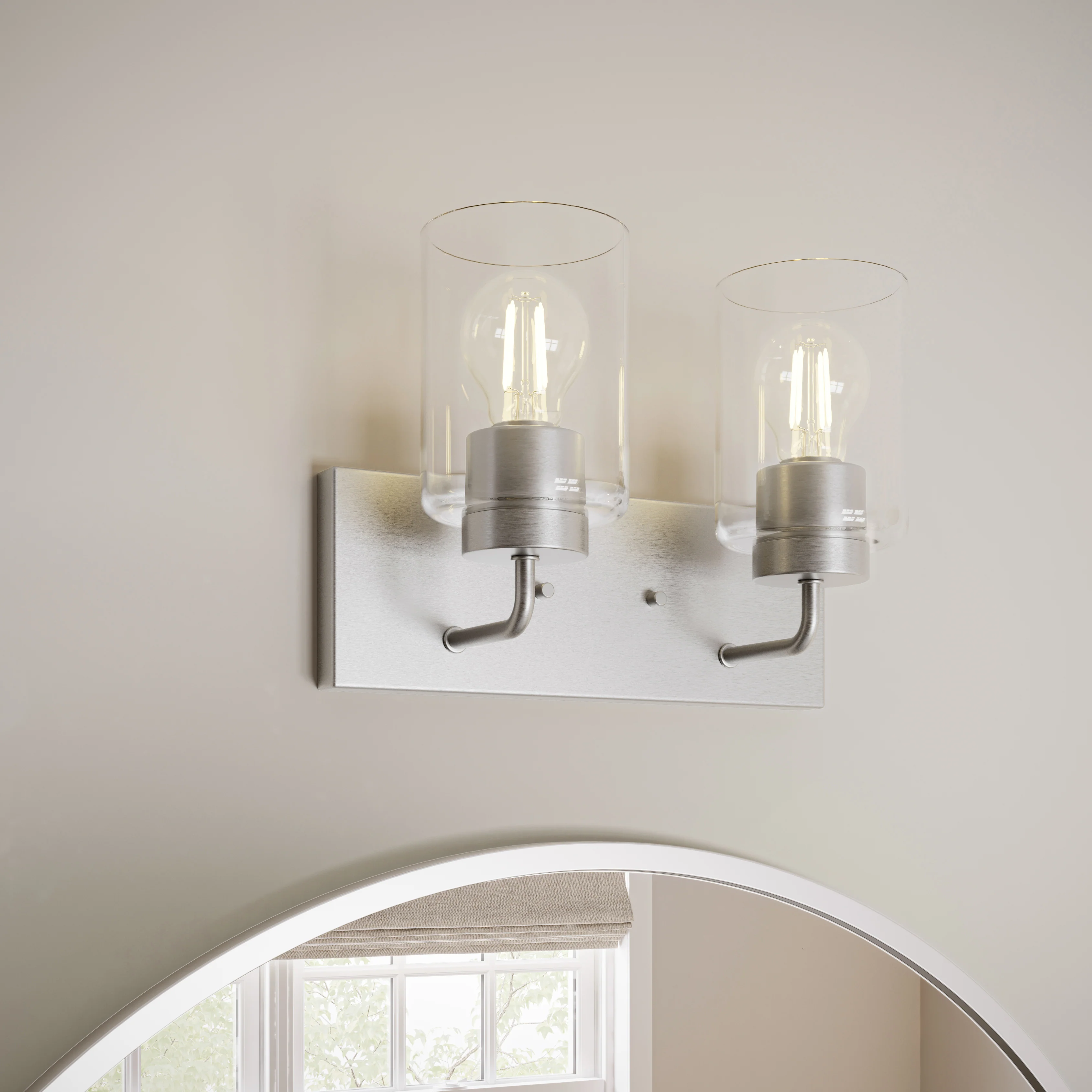 Merry 2-Light Bathroom Vanity Light with Clear Glass Shades - Image 3