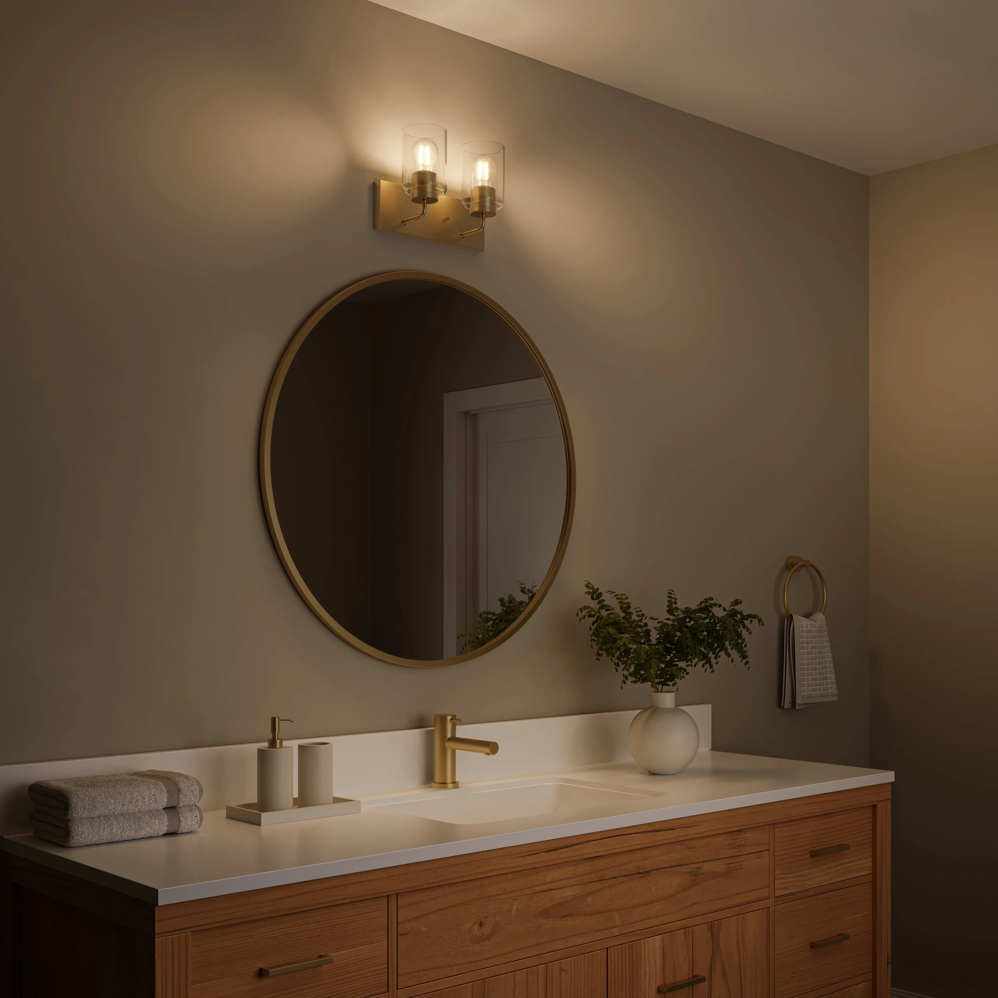 Merry 2-Light Bathroom Vanity Light with Clear Glass Shades - Image 31