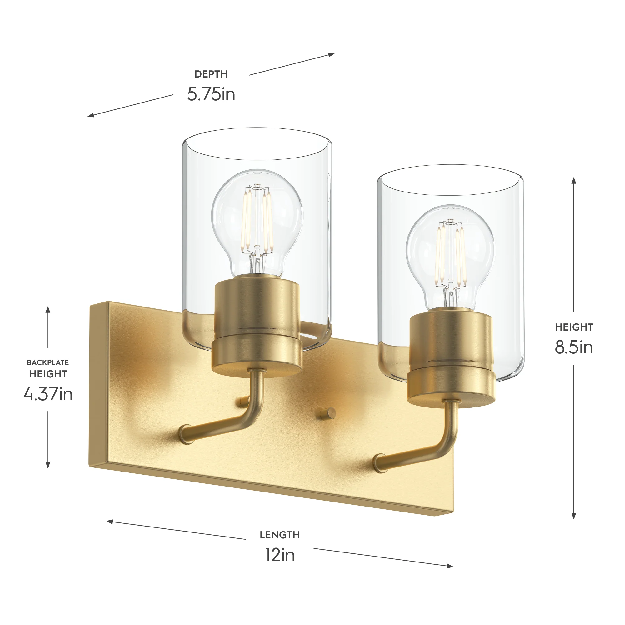 Merry 2-Light Bathroom Vanity Light with Clear Glass Shades - Image 32