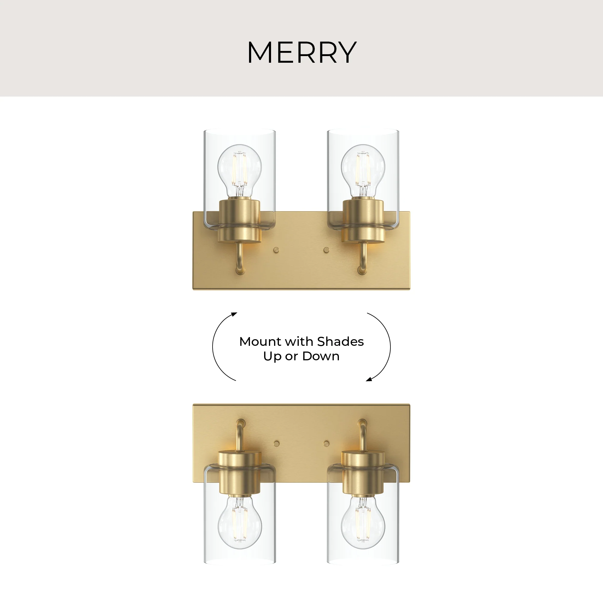Merry 2-Light Bathroom Vanity Light with Clear Glass Shades - Image 36
