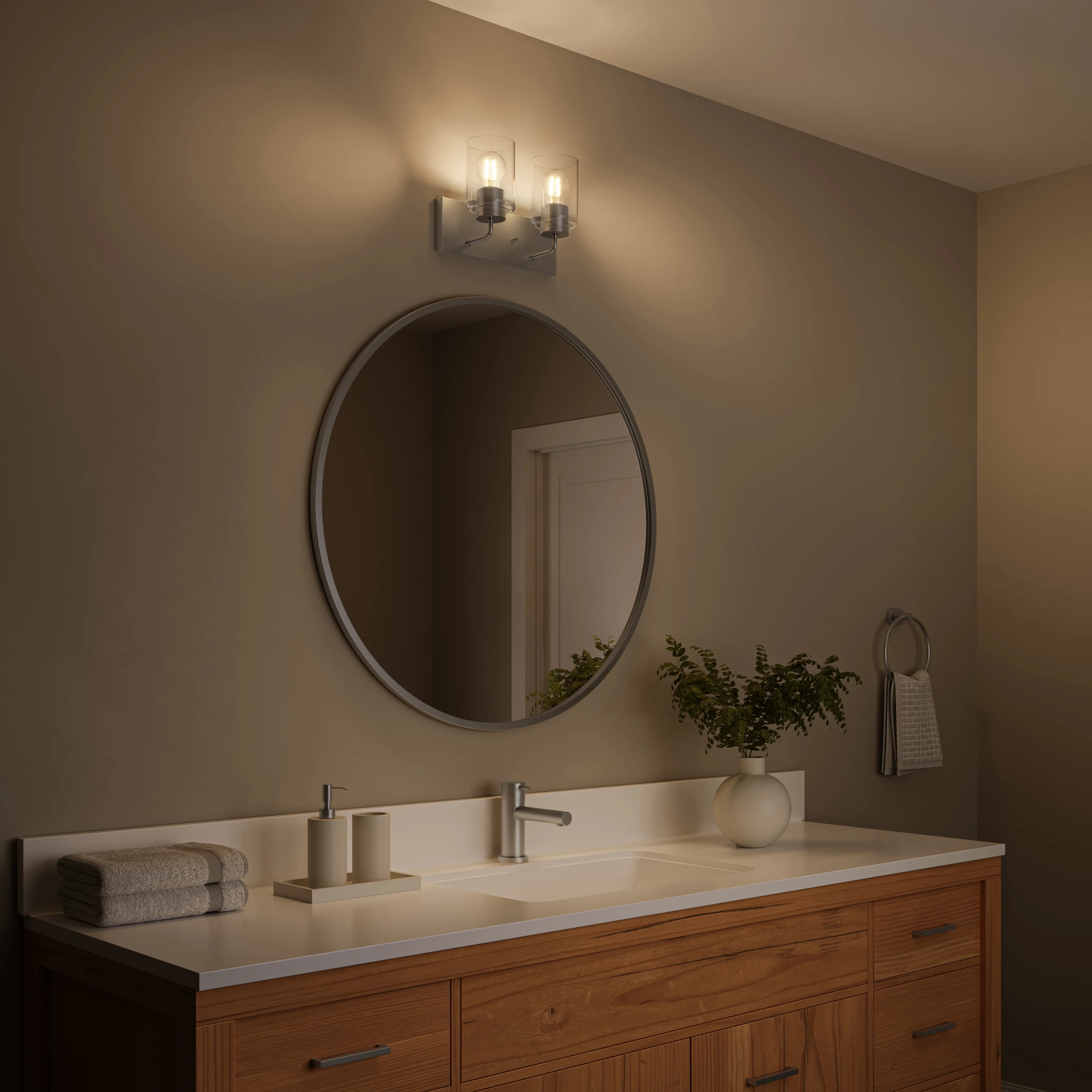 Merry 2-Light Bathroom Vanity Light with Clear Glass Shades - Image 4