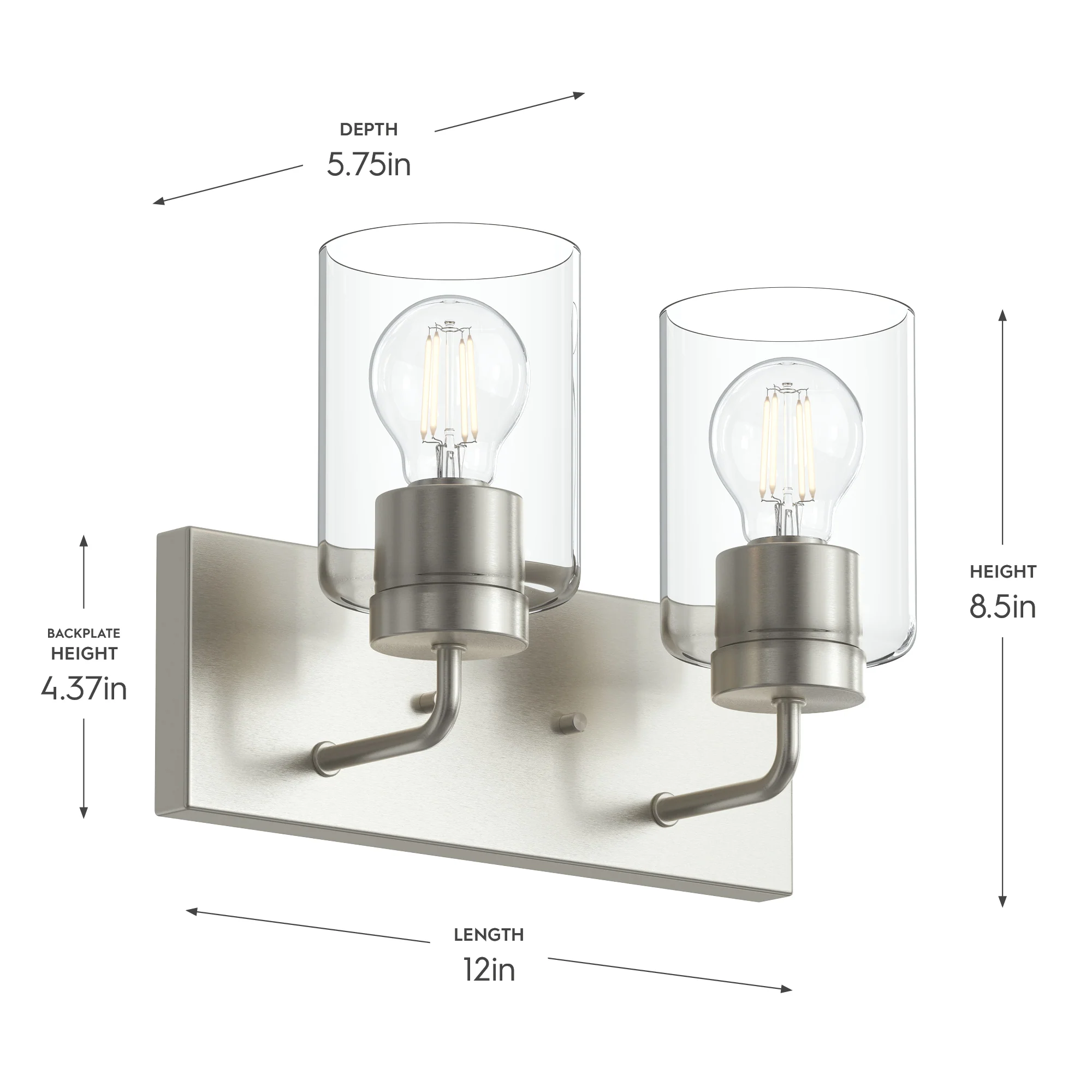 Merry 2-Light Bathroom Vanity Light with Clear Glass Shades - Image 5