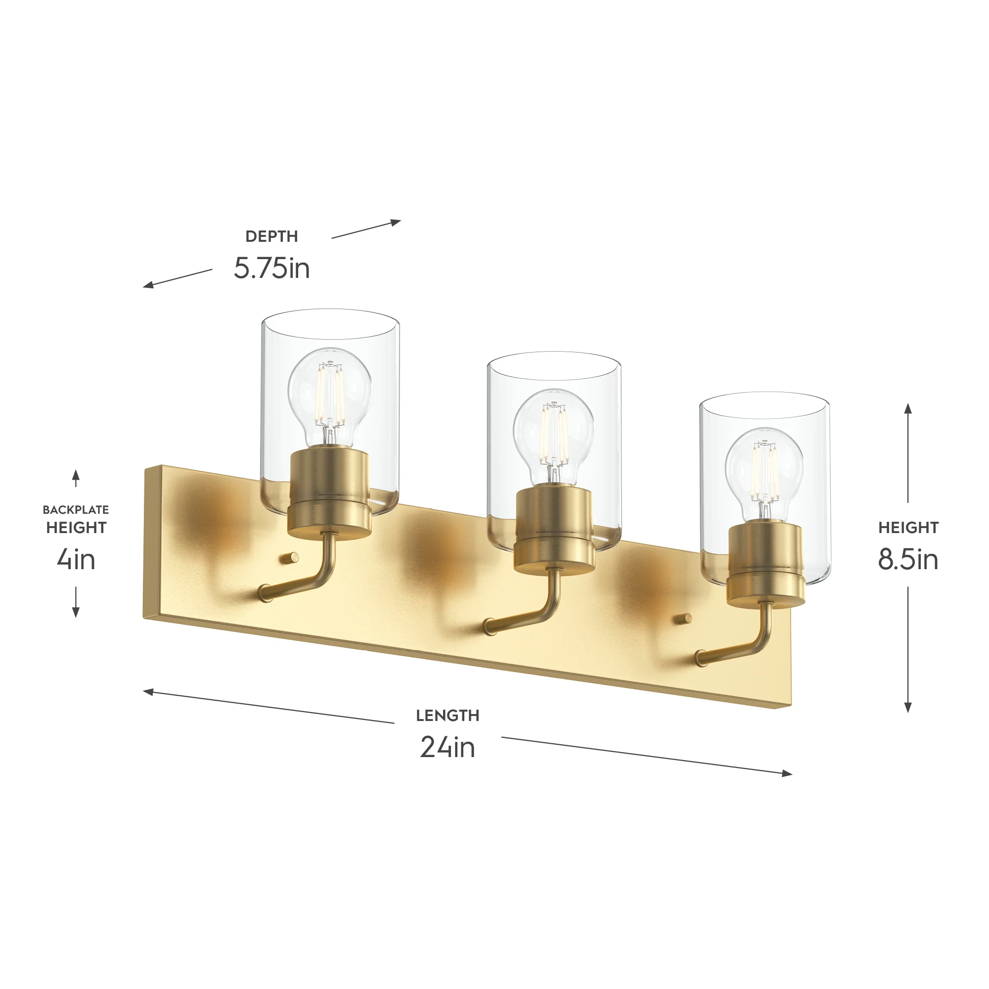 Merry 3-Light Bathroom Vanity Light with Clear Glass Shades - Image 13