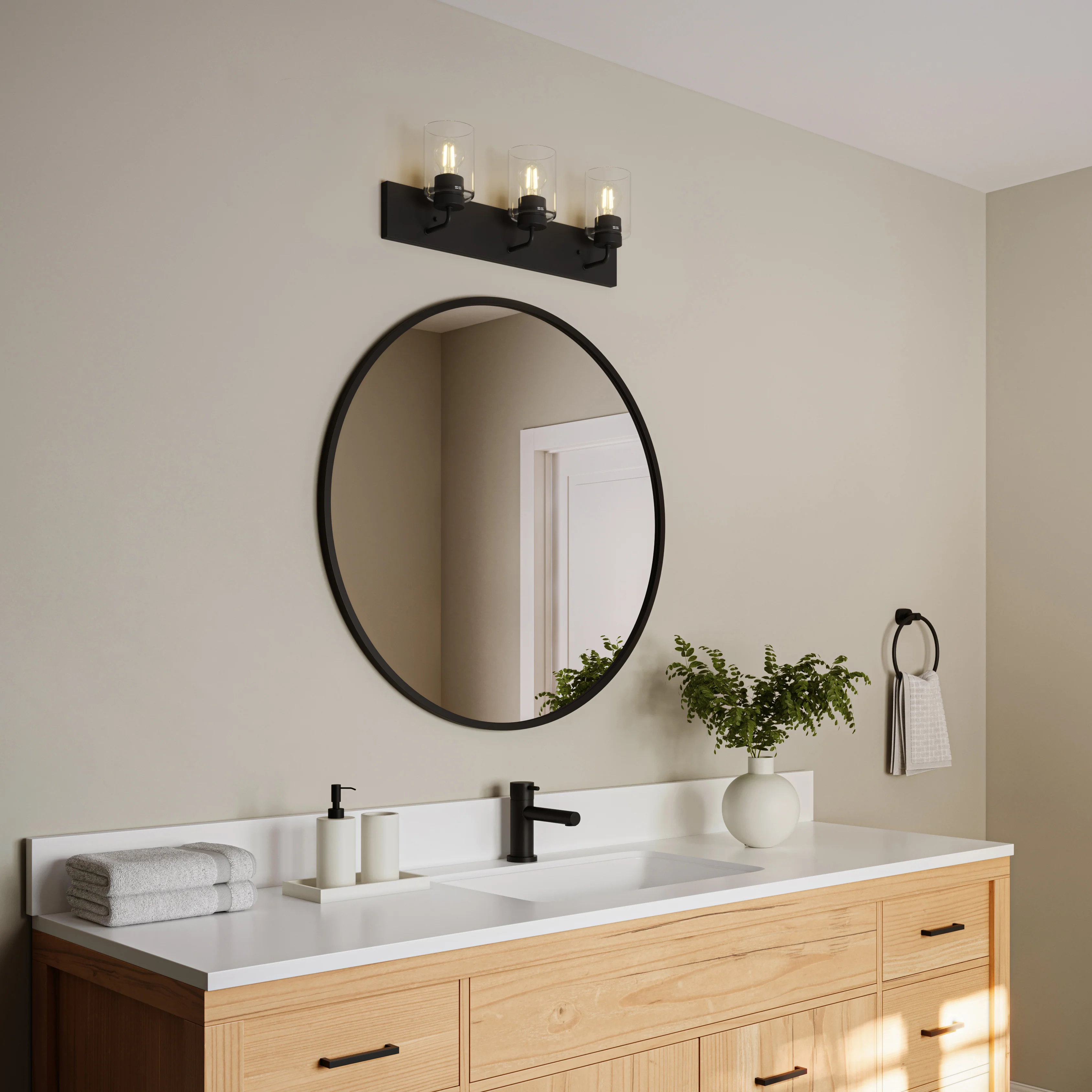 Merry 3-Light Bathroom Vanity Light with Clear Glass Shades - Image 27