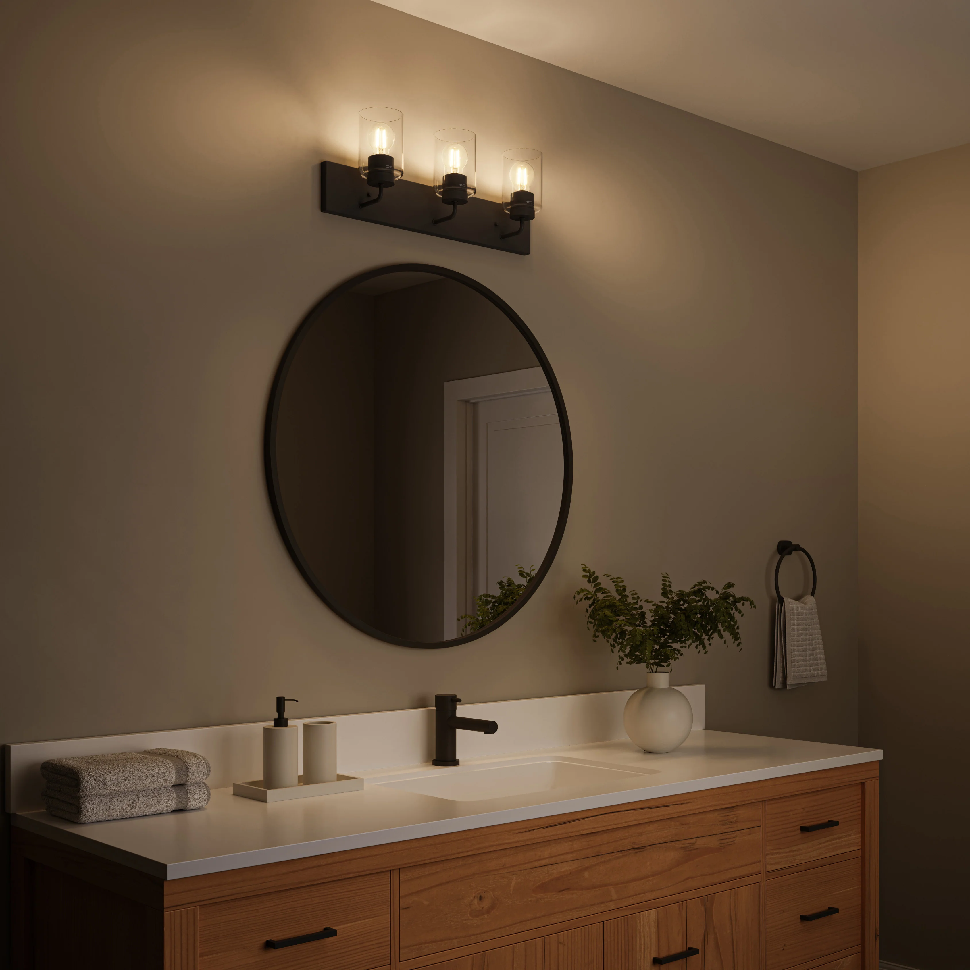 Merry 3-Light Bathroom Vanity Light with Clear Glass Shades - Image 29