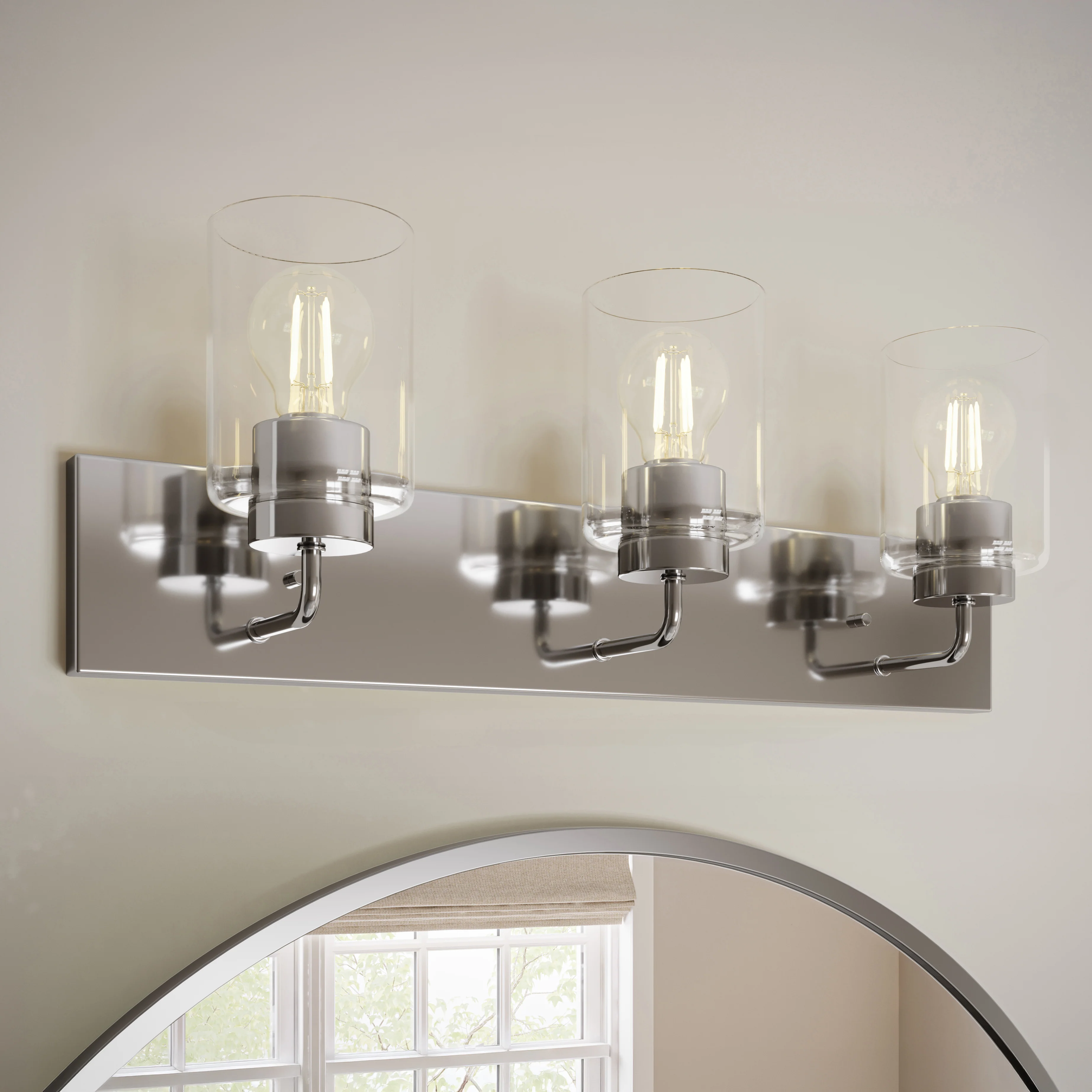 Merry 3-Light Bathroom Vanity Light with Clear Glass Shades - Image 3