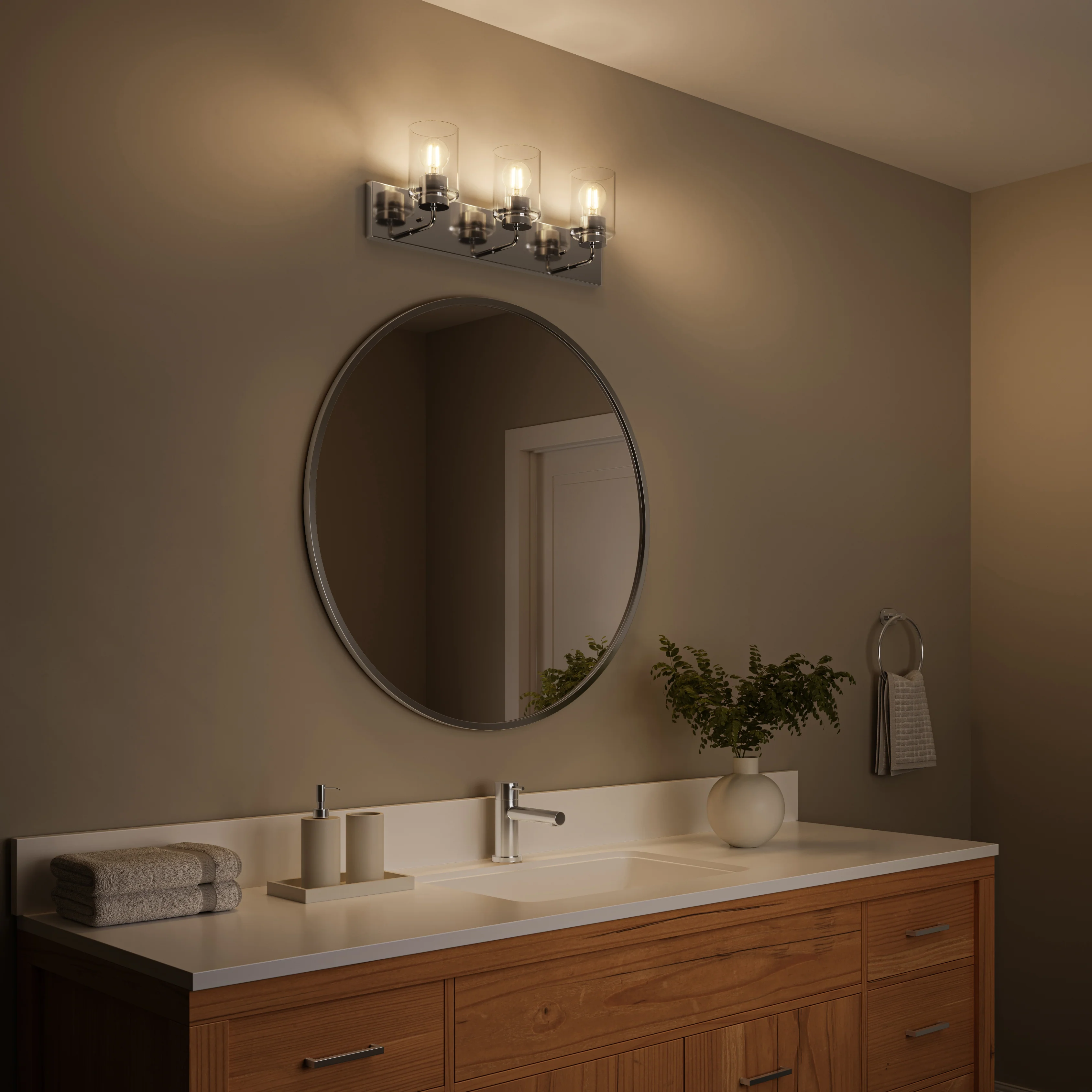 Merry 3-Light Bathroom Vanity Light with Clear Glass Shades - Image 4