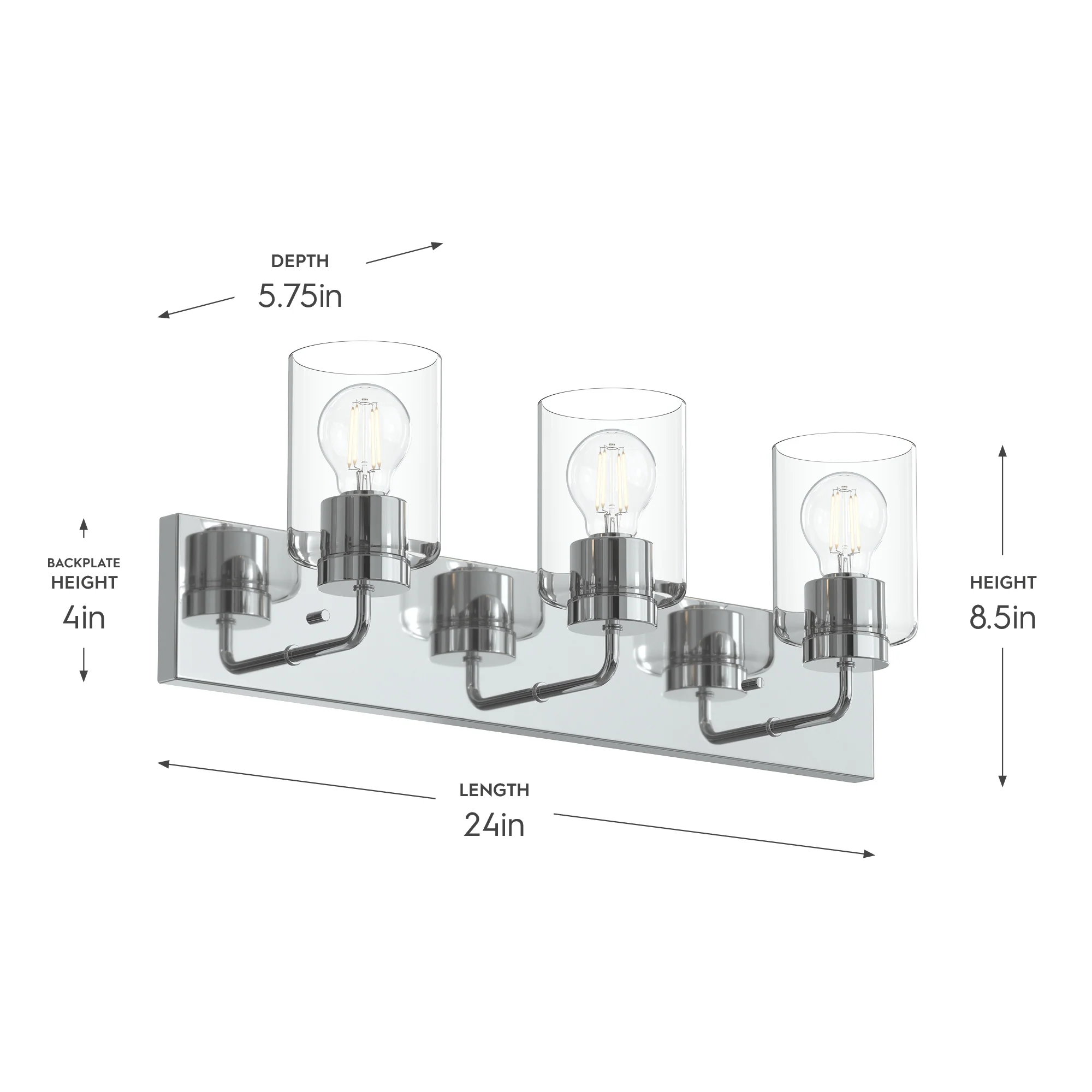 Merry 3-Light Bathroom Vanity Light with Clear Glass Shades - Image 5