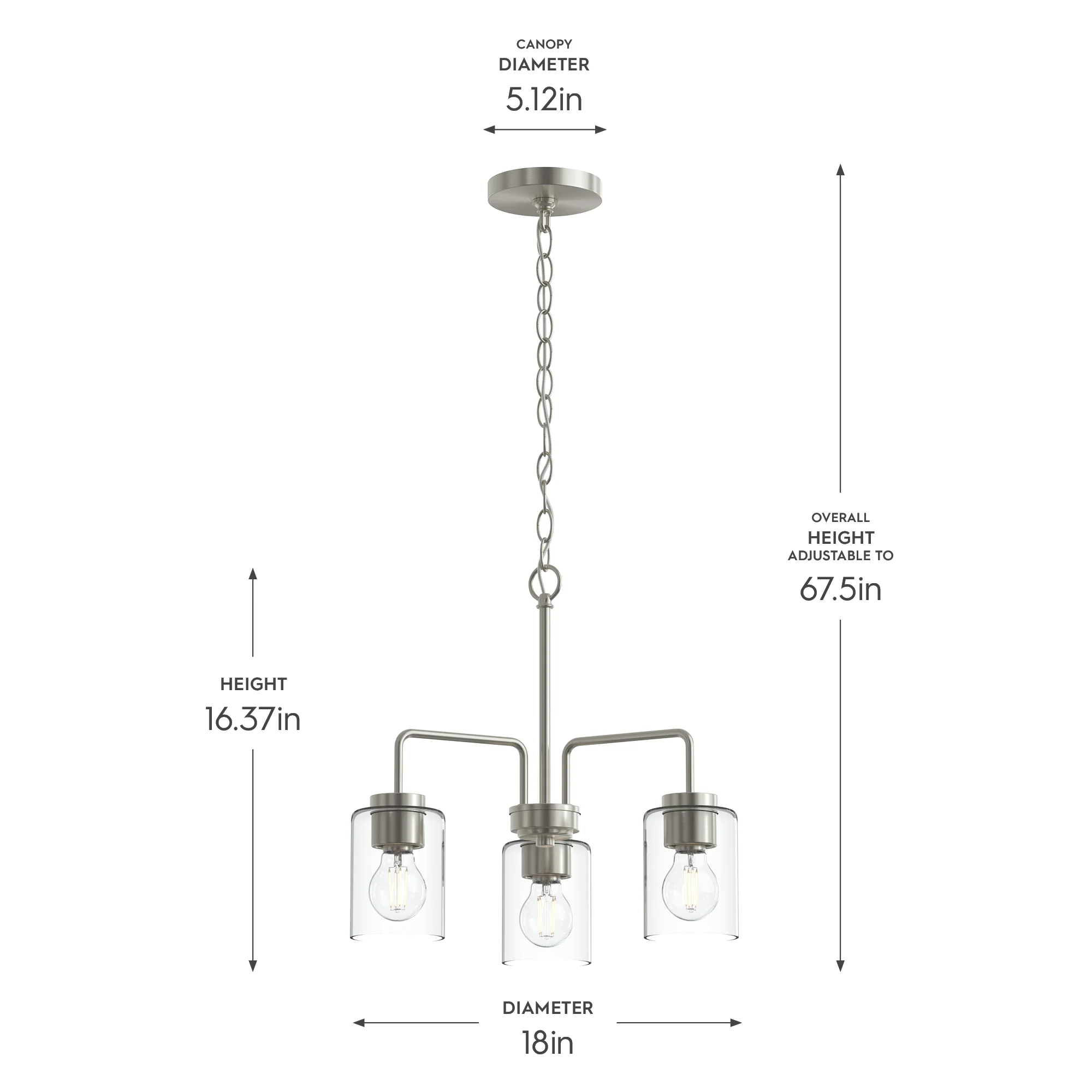 Merry 3-Light Chandelier with Clear Glass Shades - Image 2