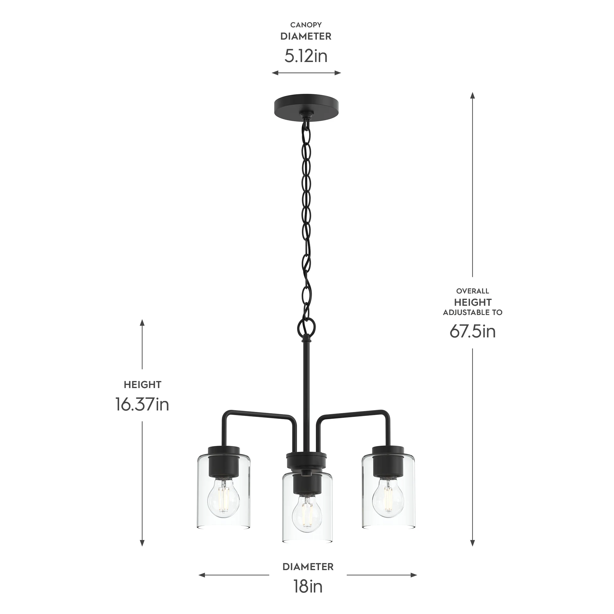Merry 3-Light Chandelier with Clear Glass Shades - Image 5