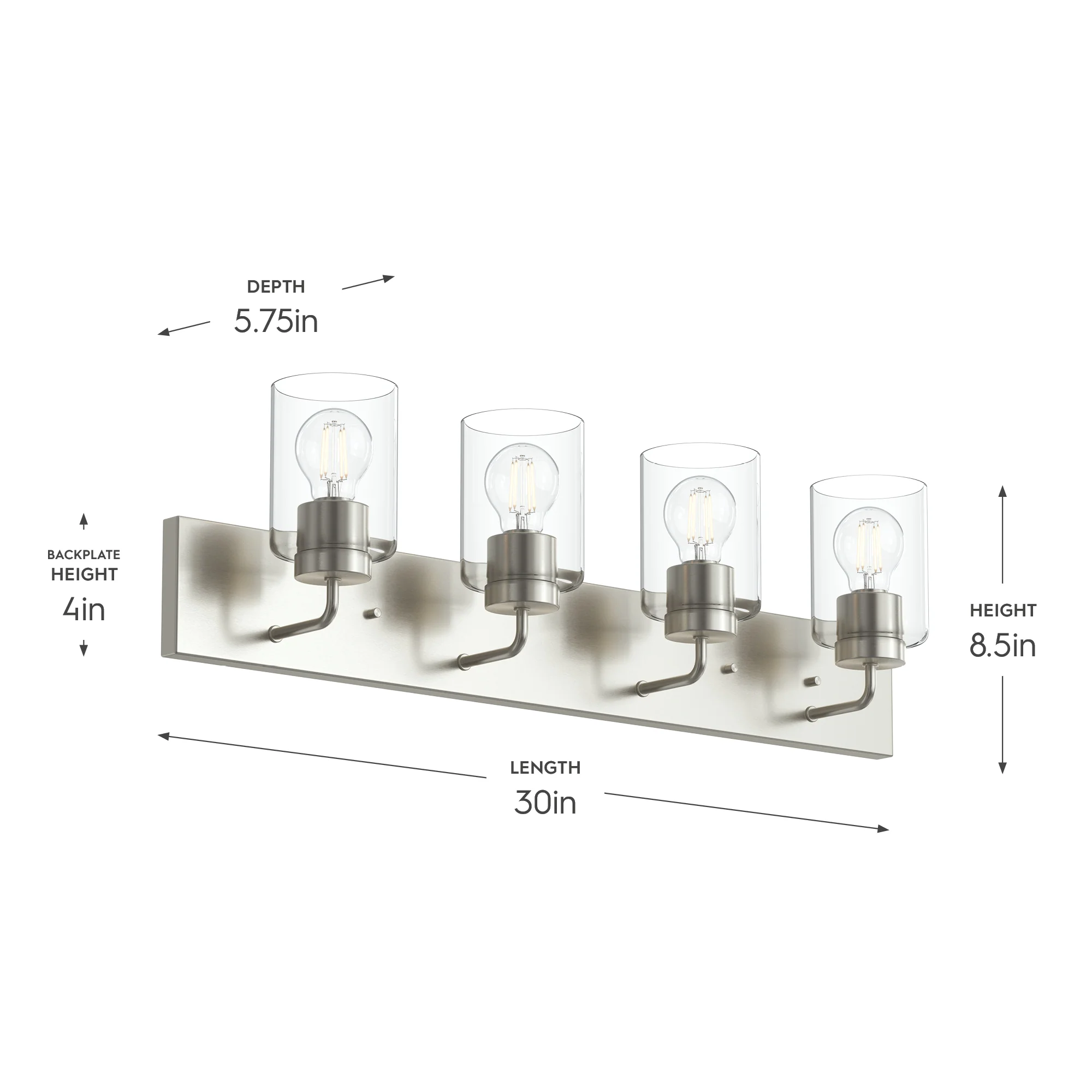Merry 4-Light Bathroom Vanity Light with Clear Glass Shades - Image 11
