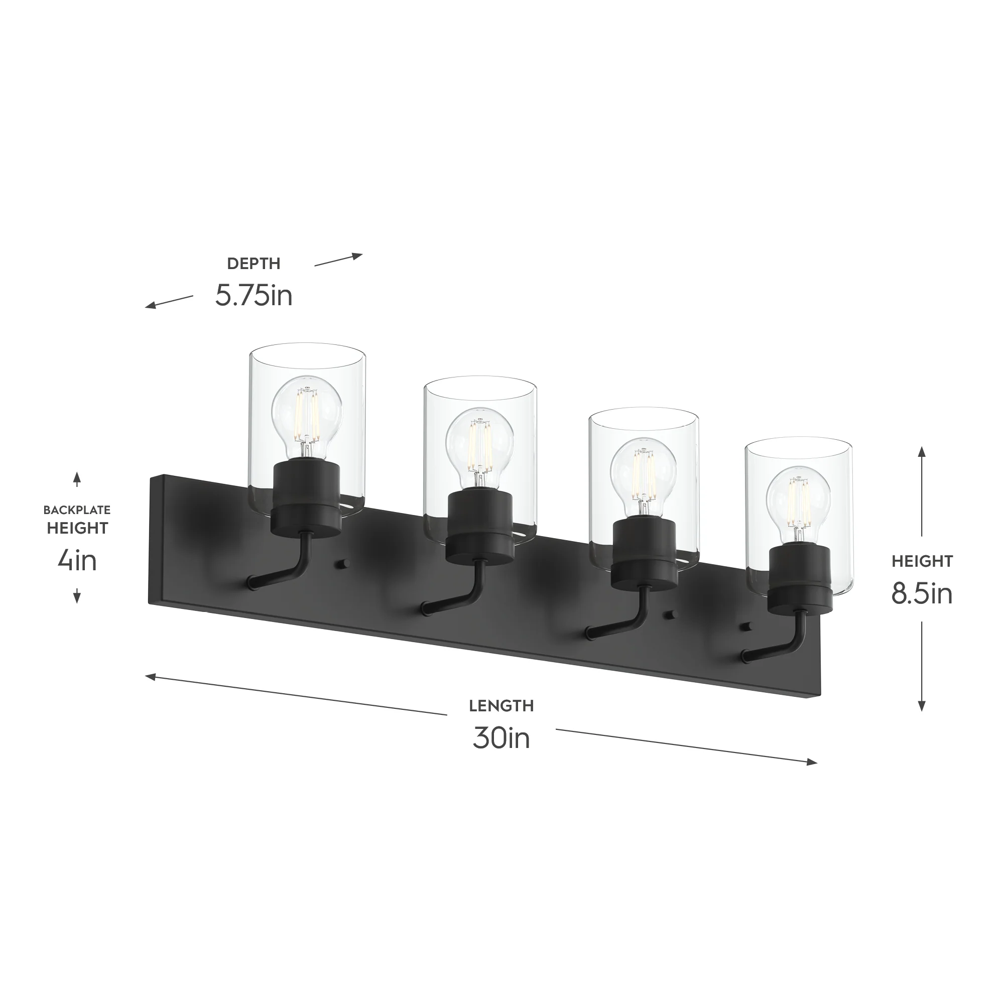 Merry 4-Light Bathroom Vanity Light with Clear Glass Shades - Image 19