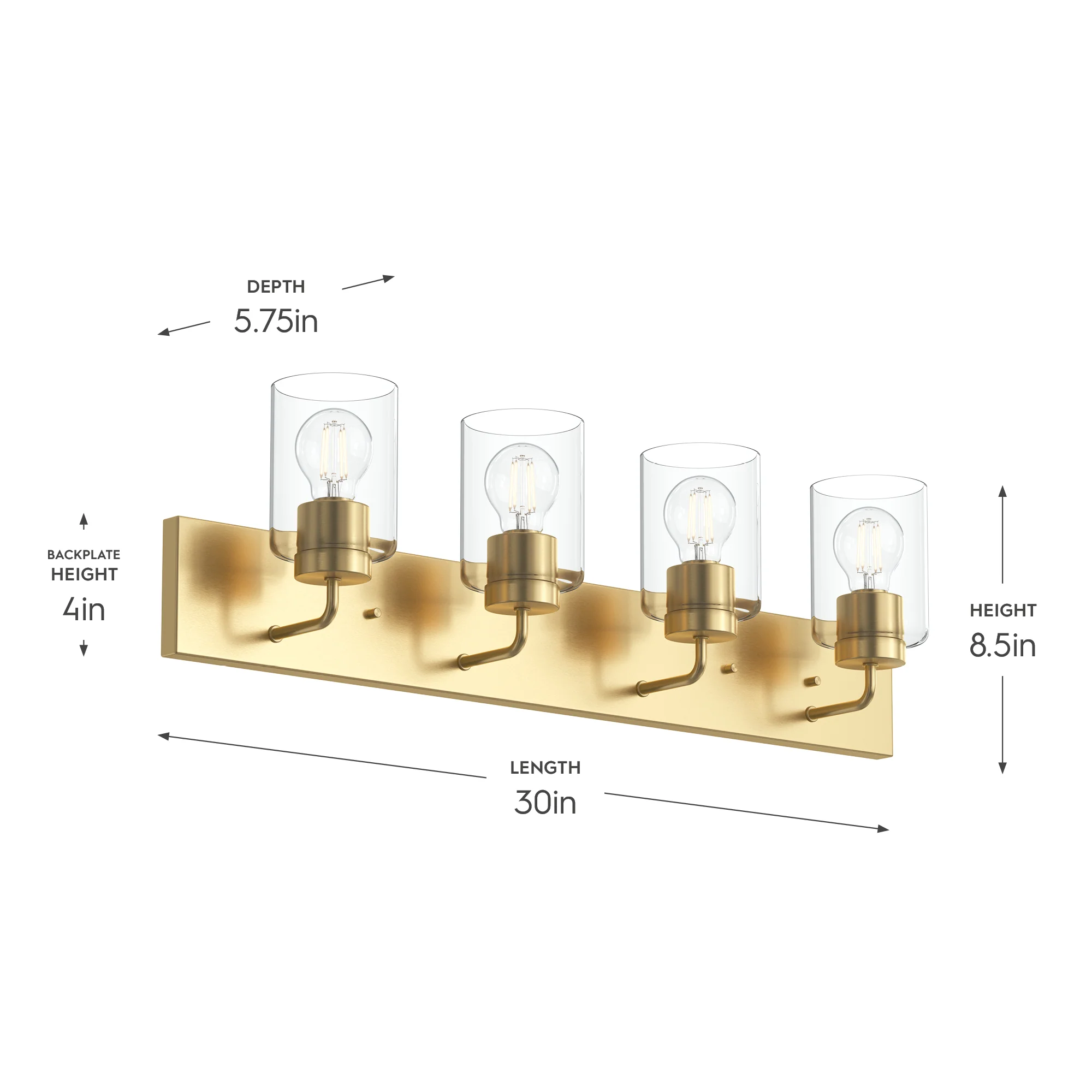 Merry 4-Light Bathroom Vanity Light with Clear Glass Shades - Image 26