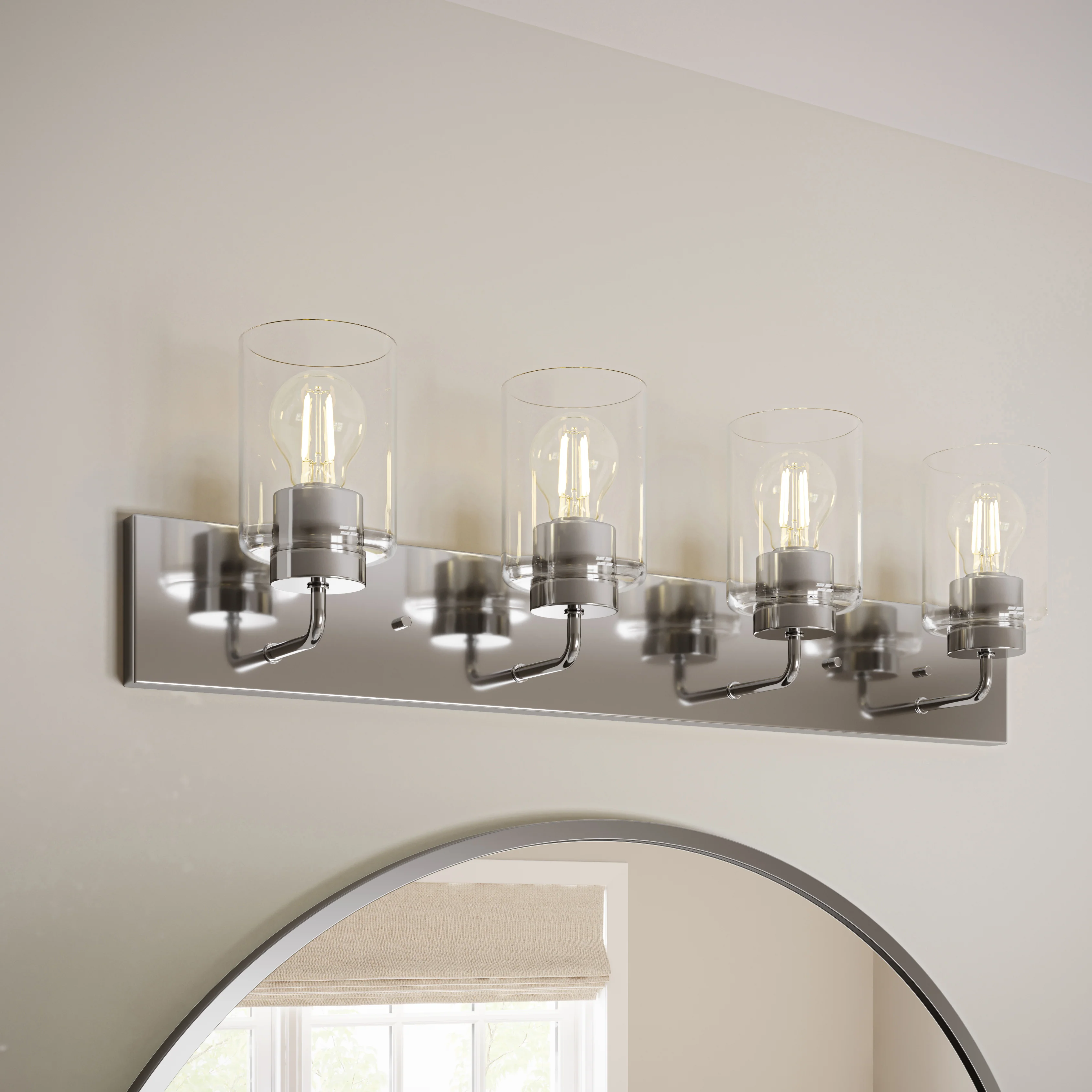 Merry 4-Light Bathroom Vanity Light with Clear Glass Shades - Image 3