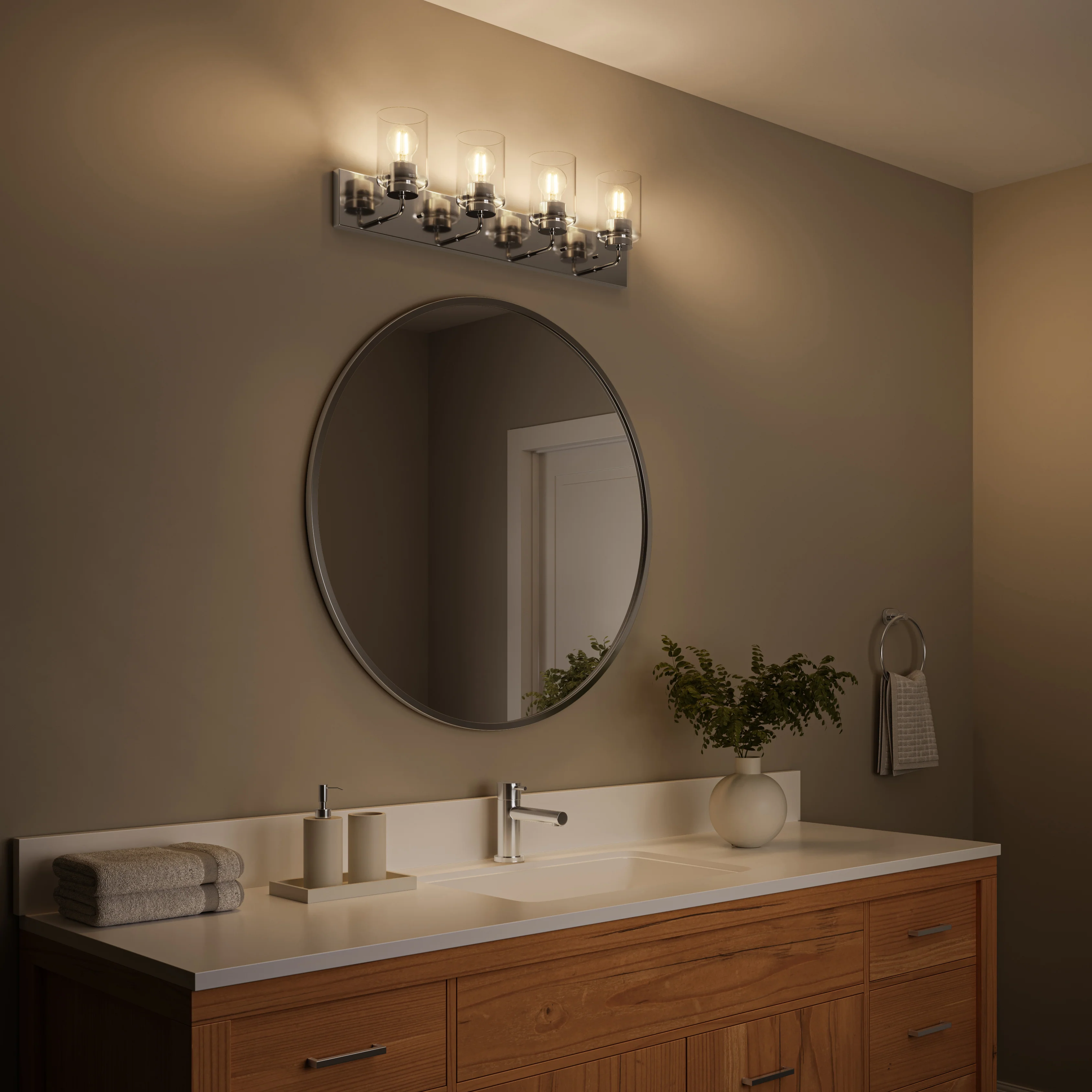 Merry 4-Light Bathroom Vanity Light with Clear Glass Shades - Image 4