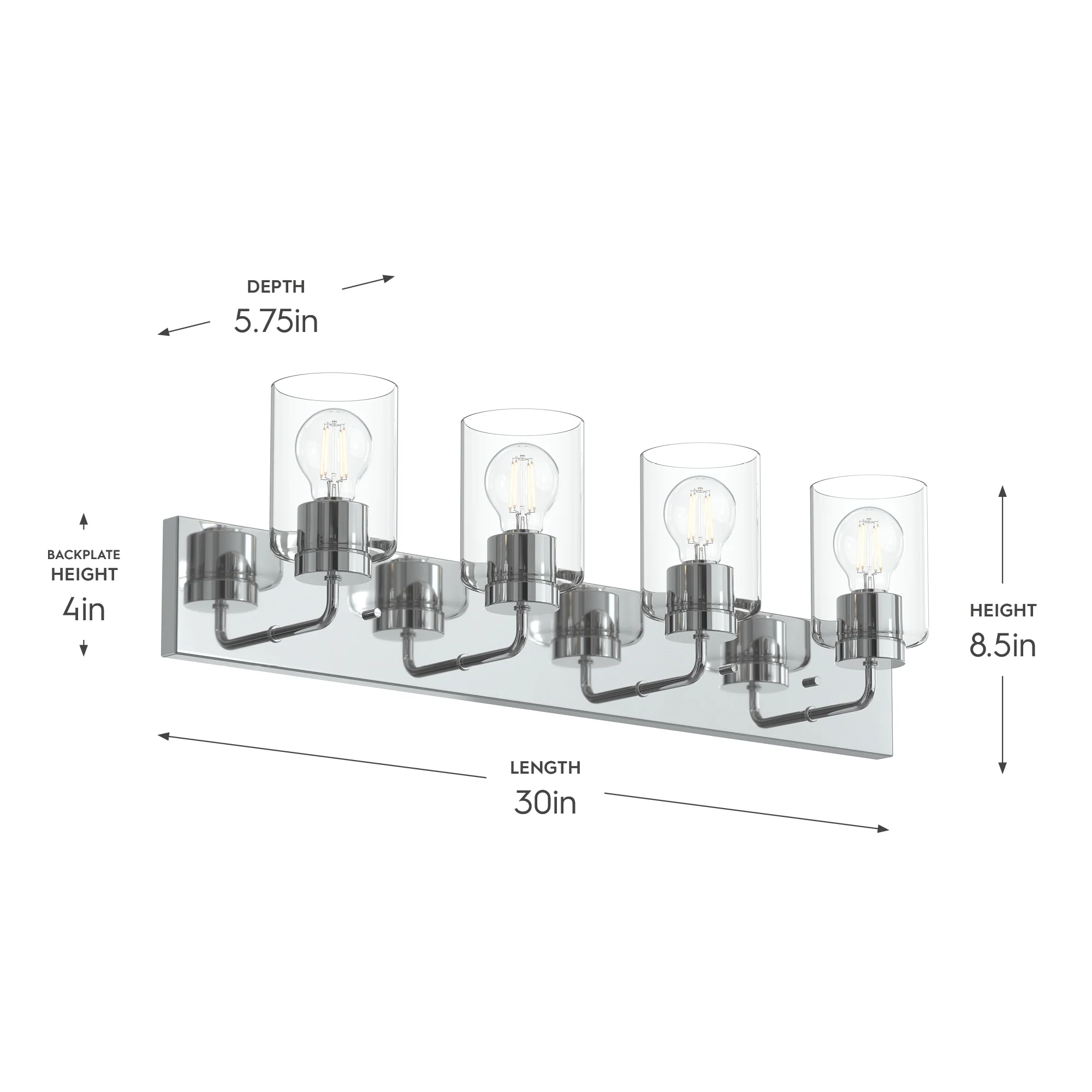 Merry 4-Light Bathroom Vanity Light with Clear Glass Shades - Image 5