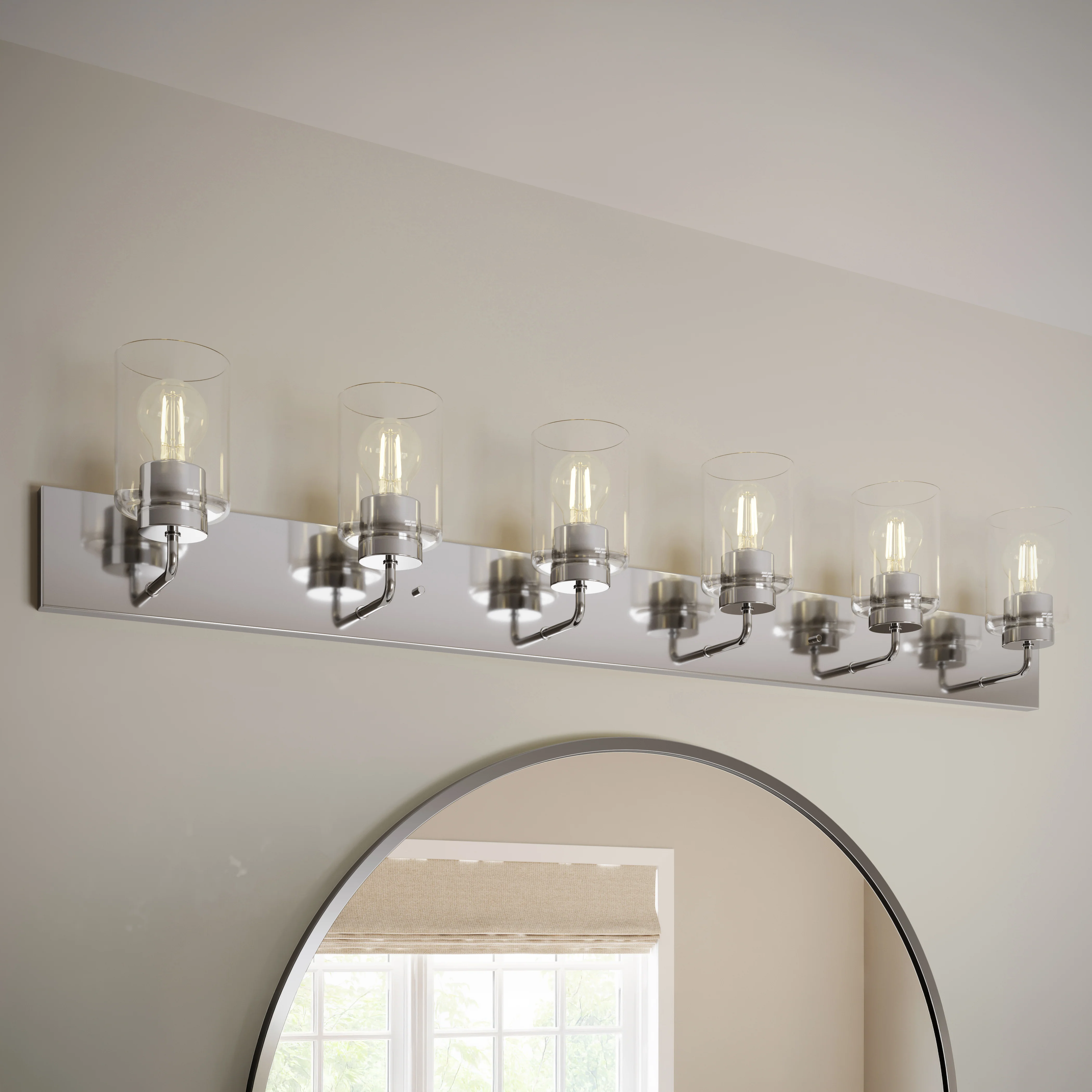 Merry 6-Light Bathroom Vanity Light with Clear Glass Shades - Image 12