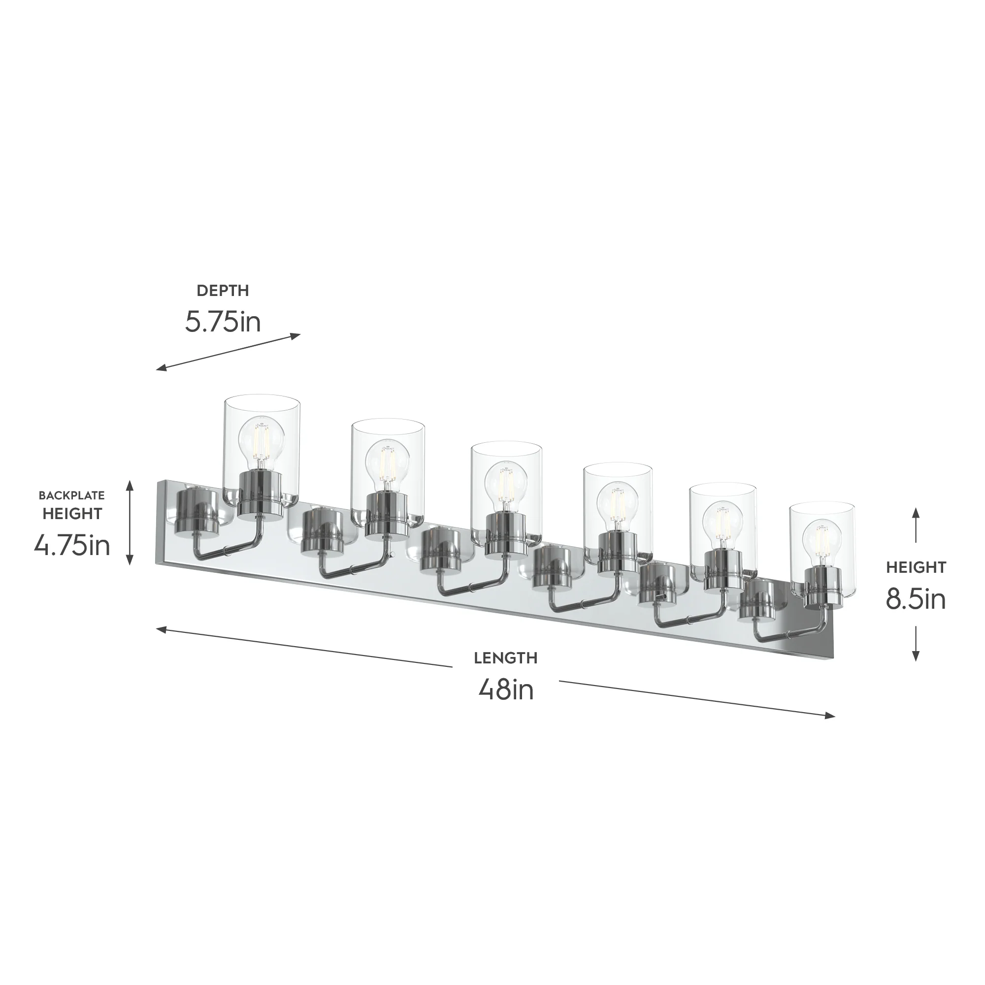 Merry 6-Light Bathroom Vanity Light with Clear Glass Shades - Image 14