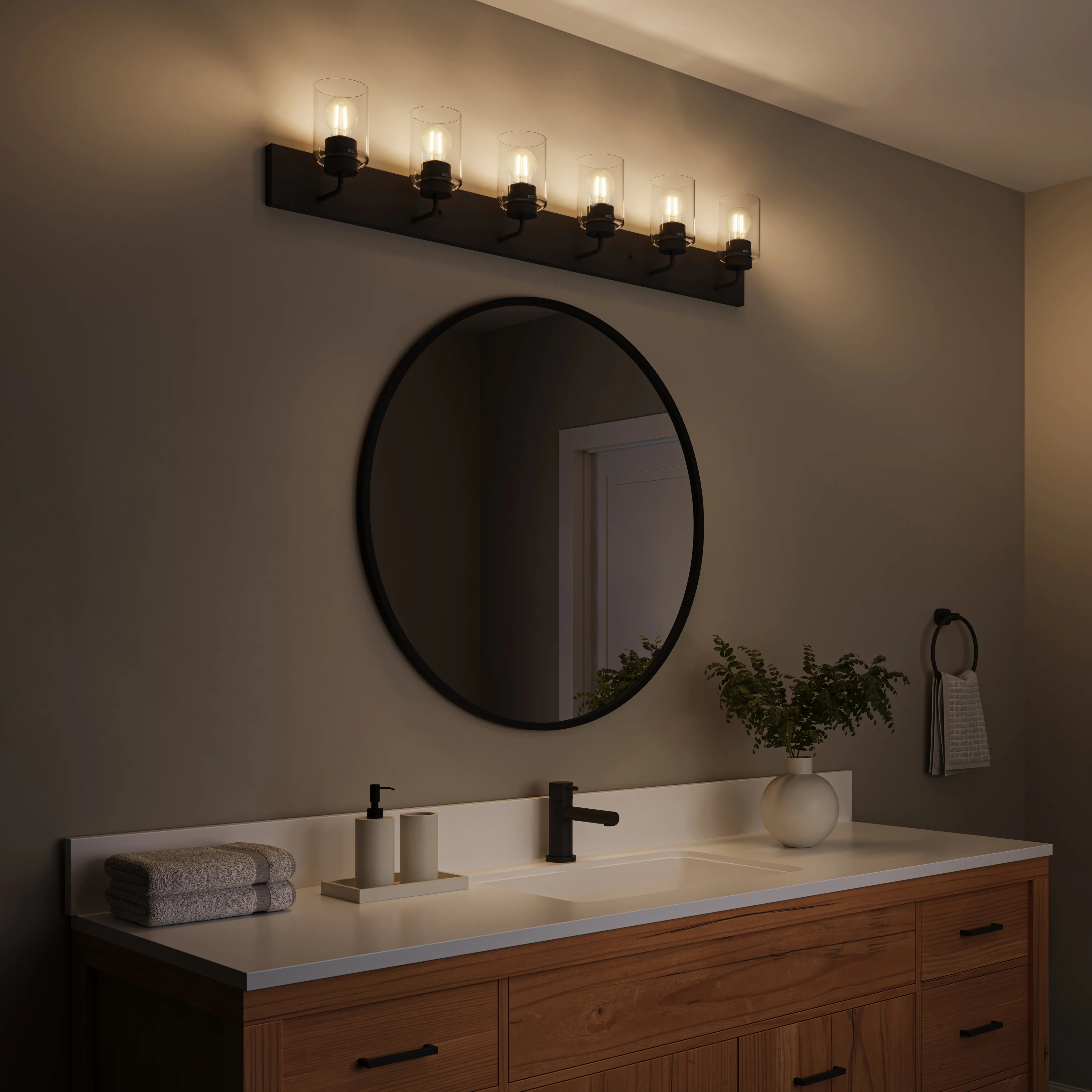 Merry 6-Light Bathroom Vanity Light with Clear Glass Shades - Image 22