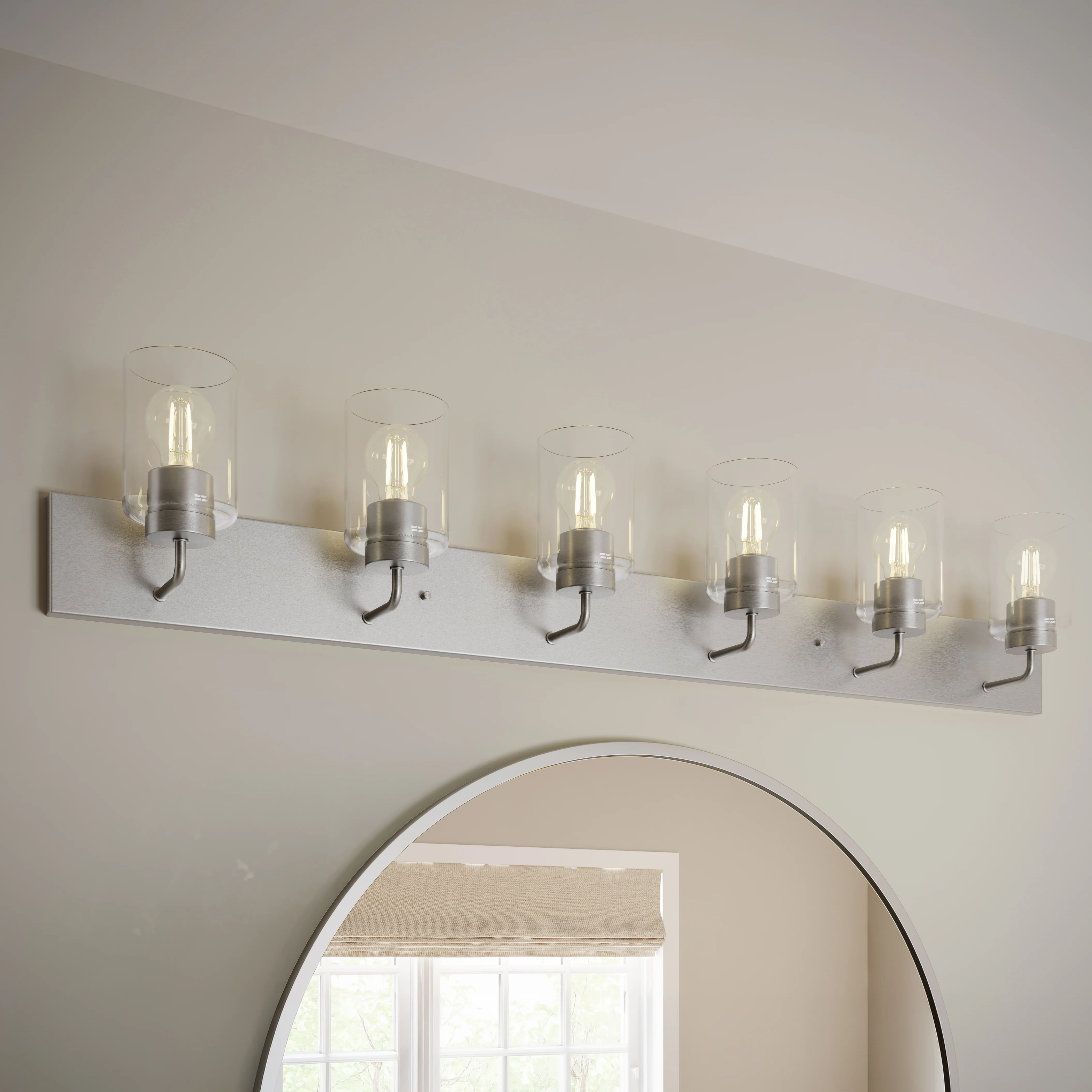 Merry 6-Light Bathroom Vanity Light with Clear Glass Shades - Image 3
