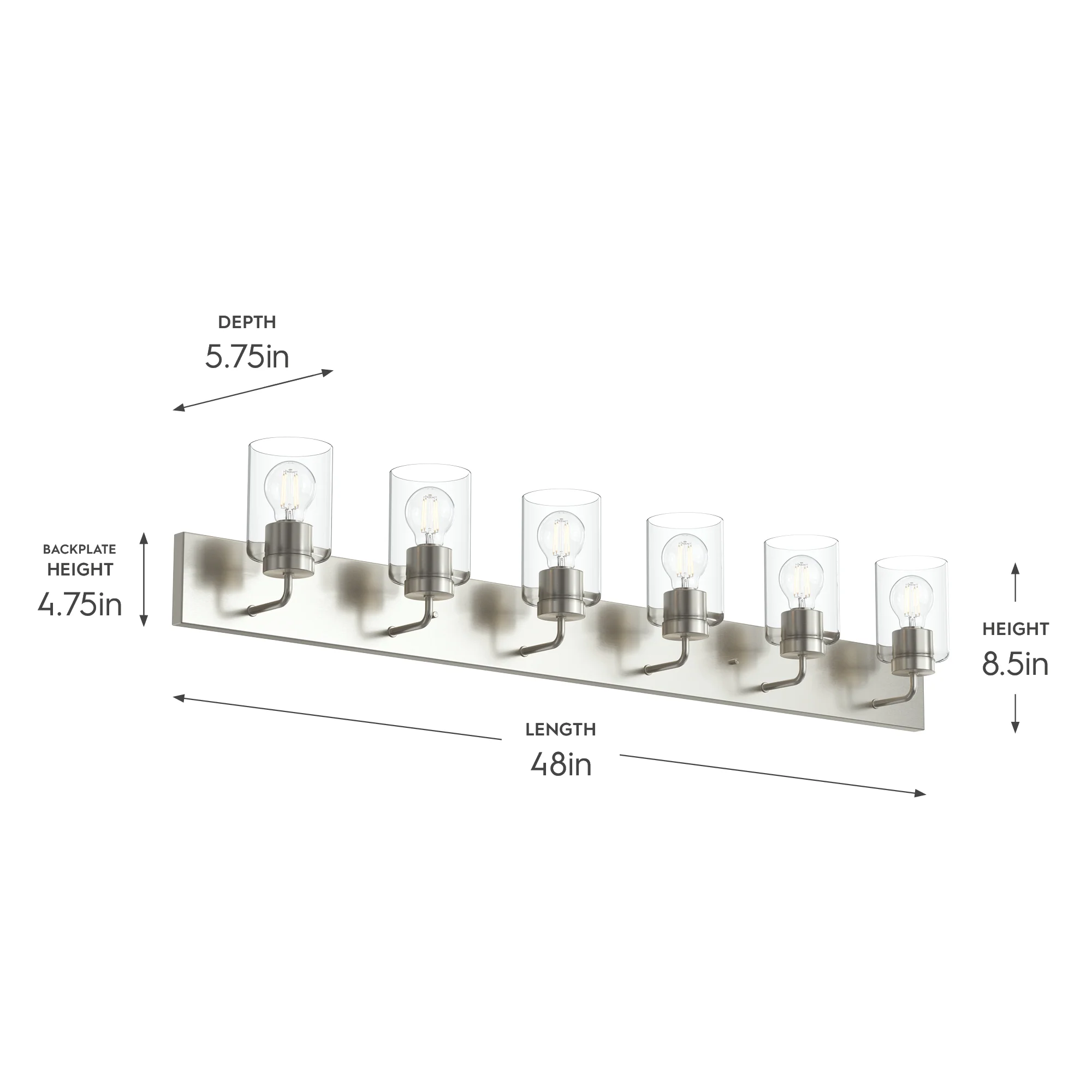 Merry 6-Light Bathroom Vanity Light with Clear Glass Shades - Image 5