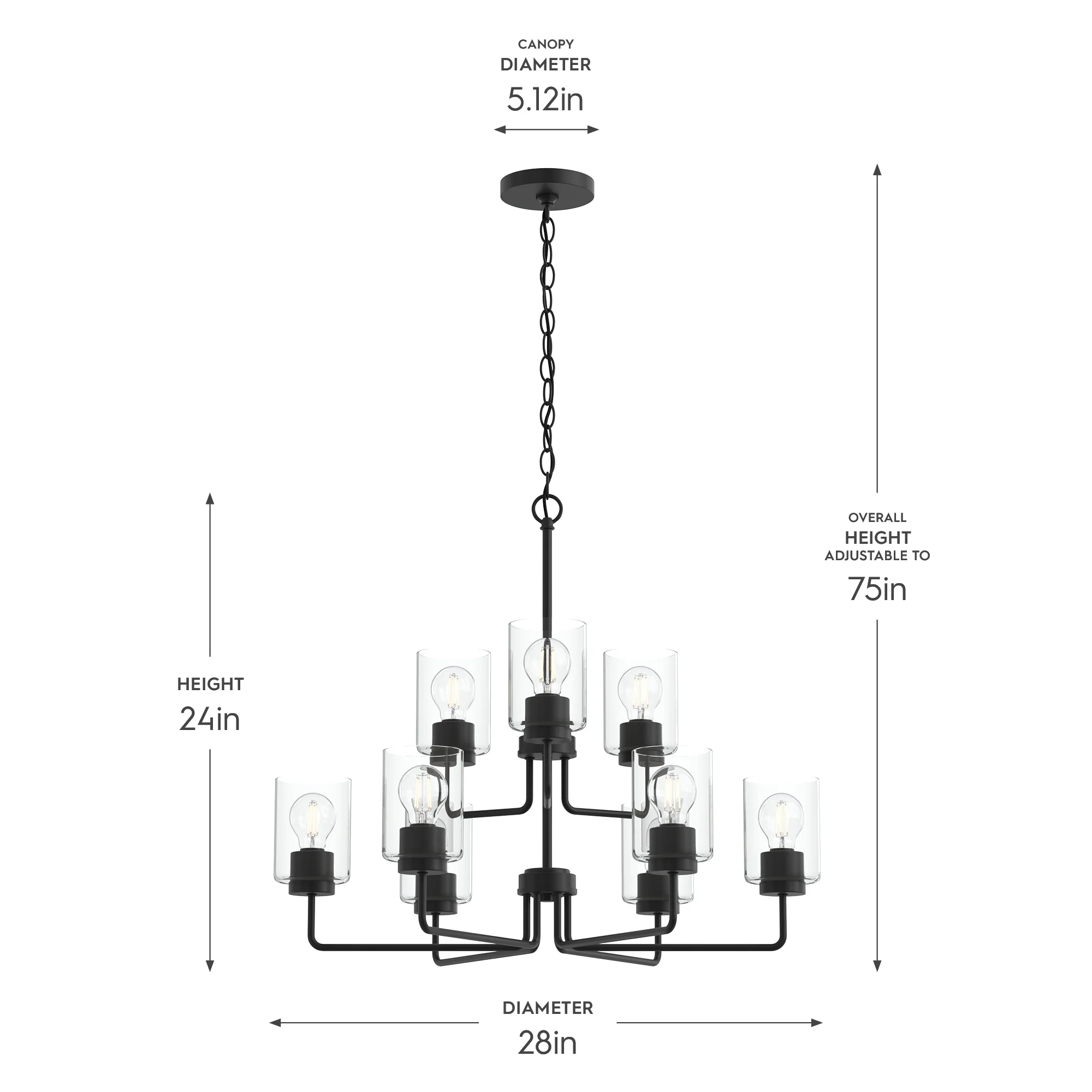 Merry 9-Light Chandelier with Clear Glass Shades - Image 4